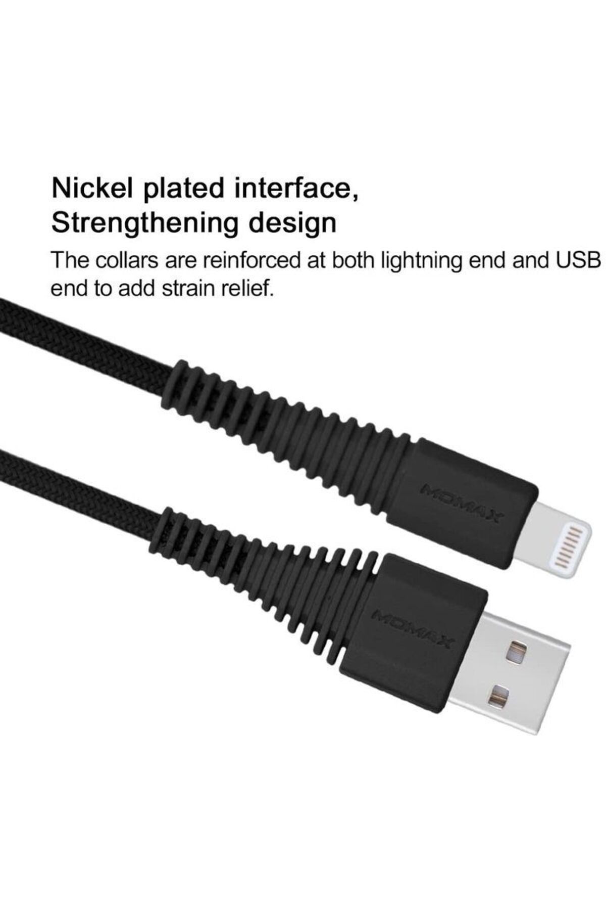 Momax-كابل USB قوي للآيفون بطول 1.2 متر - أسود 3