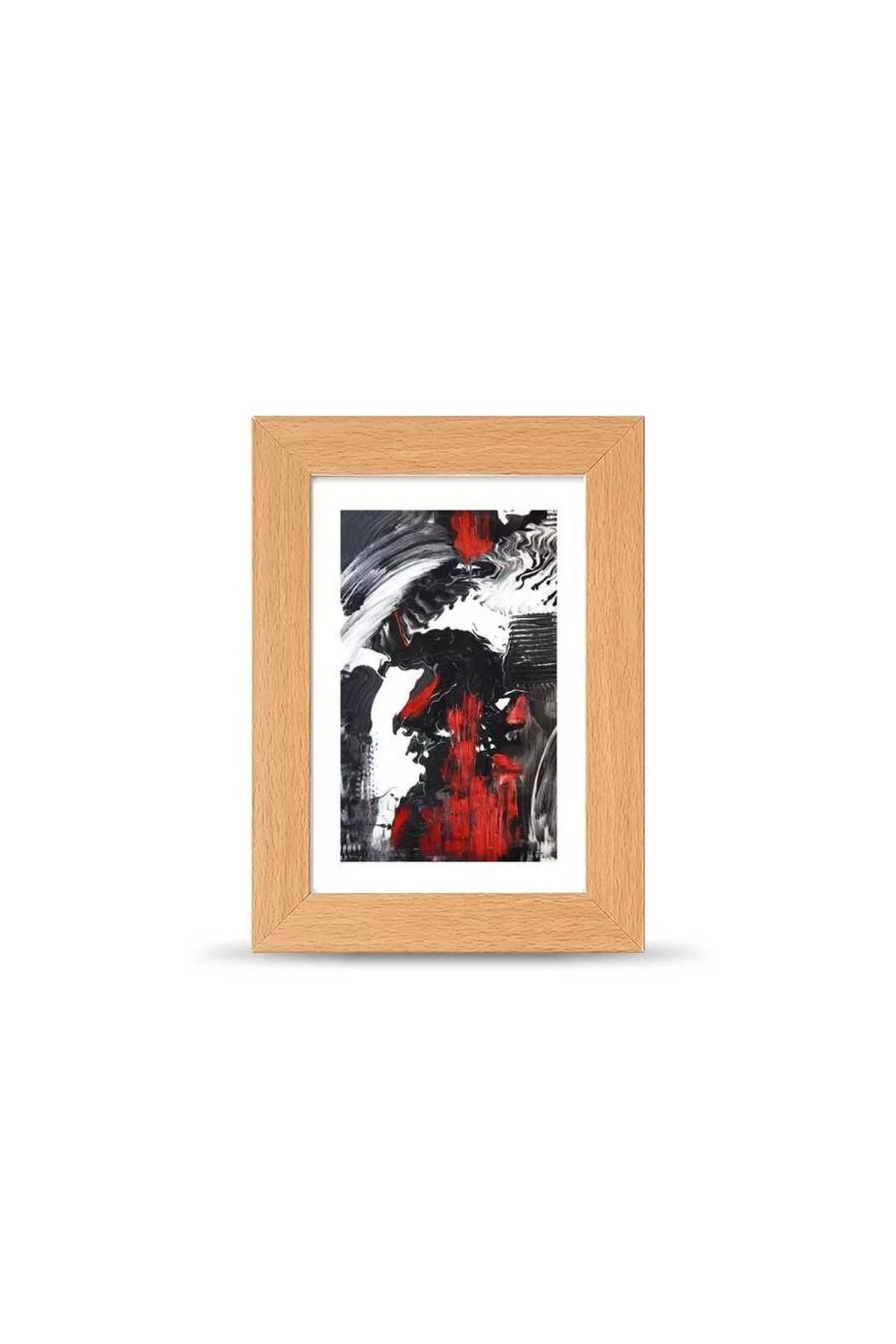 bi'aldım-Abstract Black White Red Poster Frame - 10x15 Cm Small Size 3