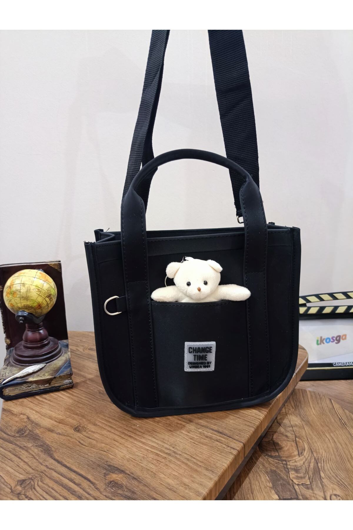 ikosga-Shoulder and Arm Bag with Bears and Adjustable Strap Width: 24 cm Size: 21 cm 3