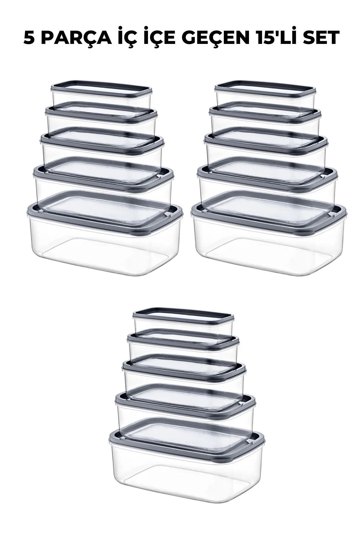 Nefiz Home-15-Piece Clear Storage Set Without Bpa - Rectangular Fridge Organizer 5