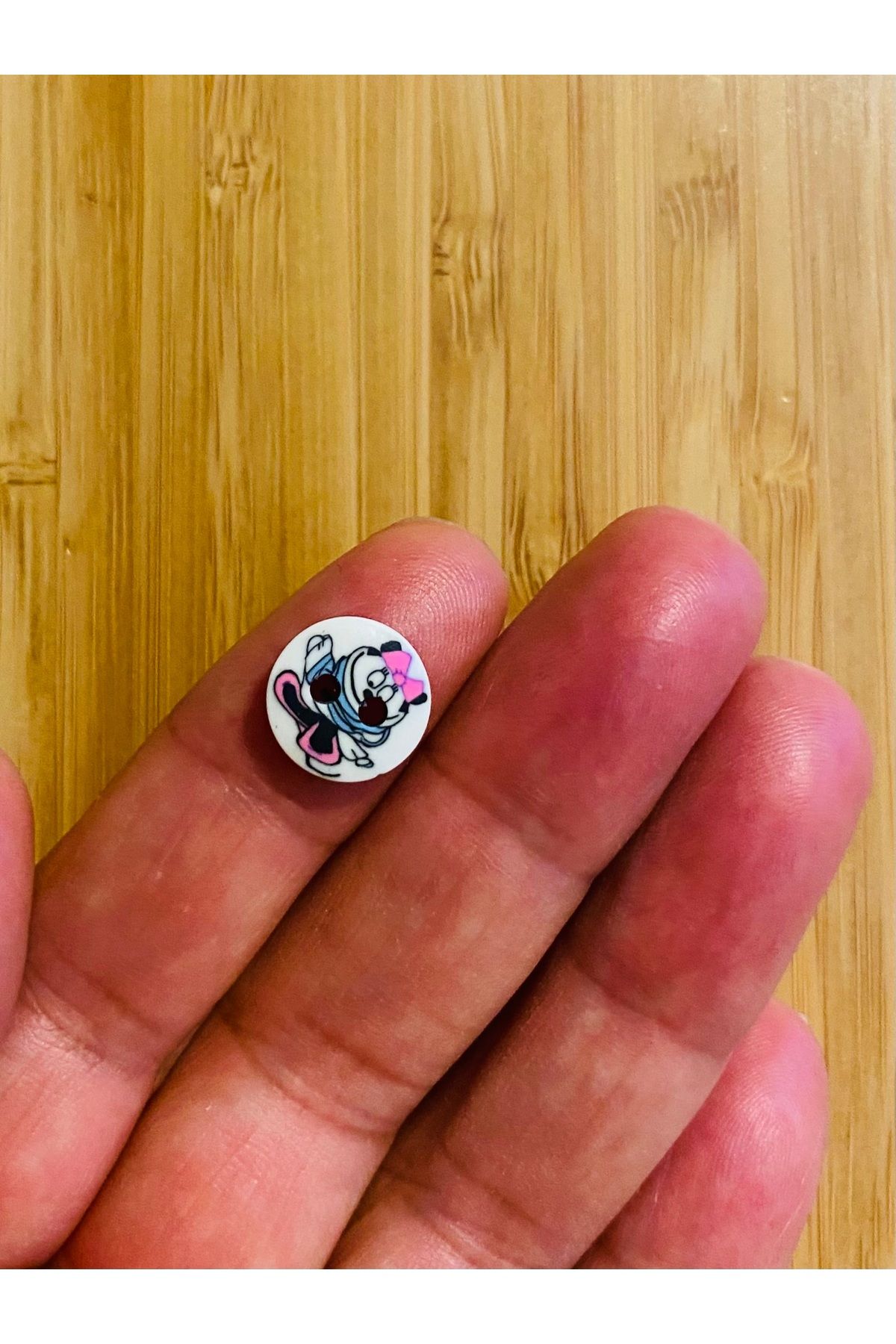Kartopu-Patterned Soft Button 13 mm 10 Pkt. White/Character Pattern. 4
