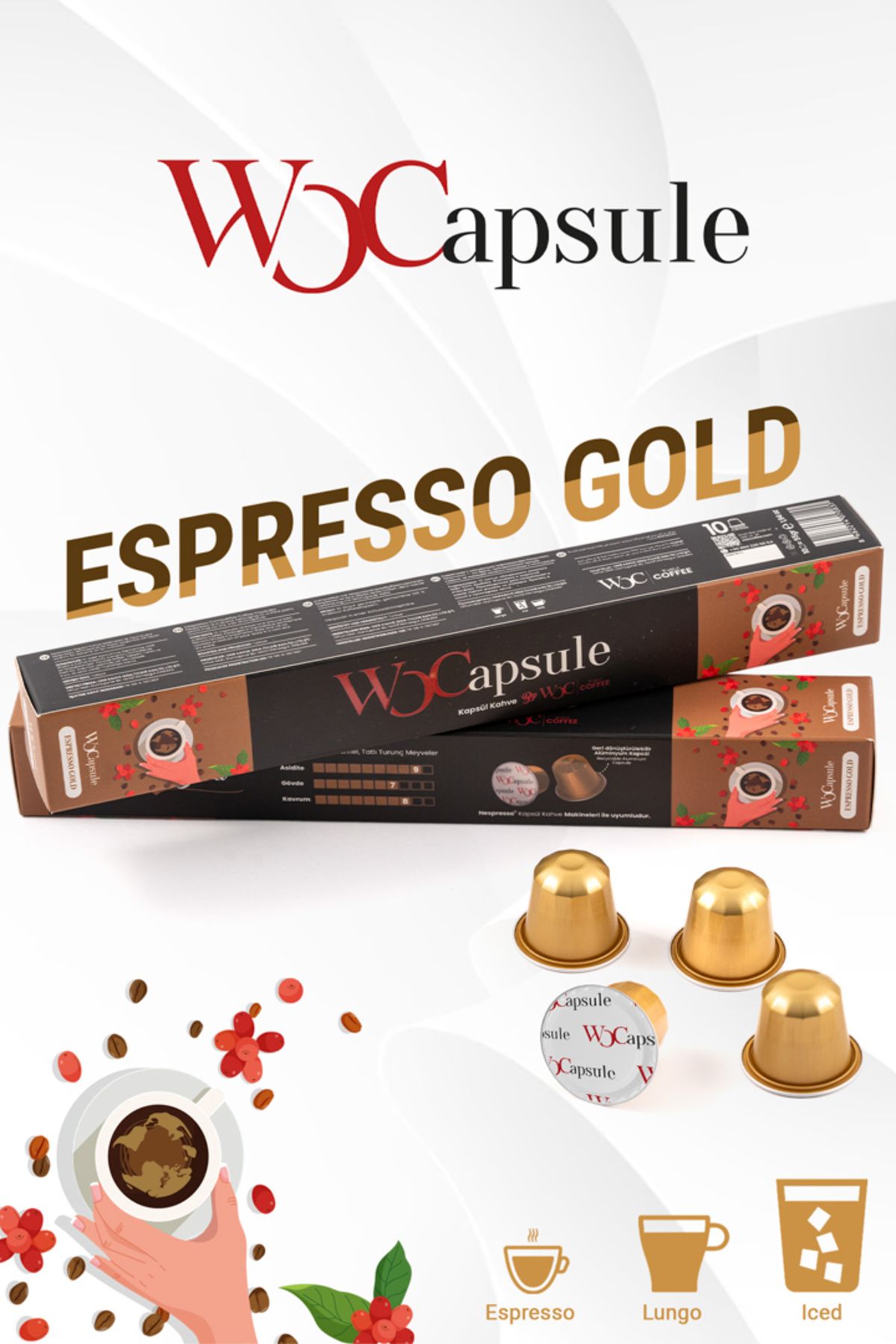 WOC COFFEE Wocapsule Espresso Gold Nespresso Uyumlu Kapsül Kahve 10'lu Kutu