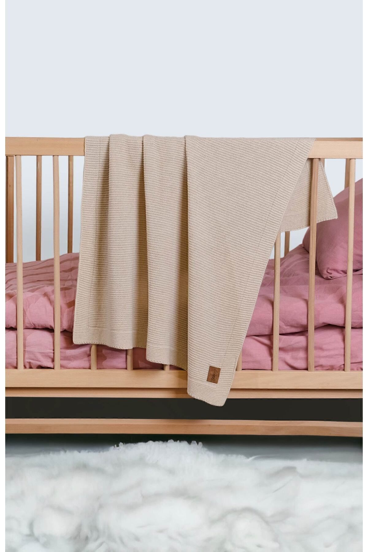 Next Baby LITTLE DEDI Alina Knitted Baby Blanket, Soft Lightweight Swaddle Blanket, Stone 80x100 Cm