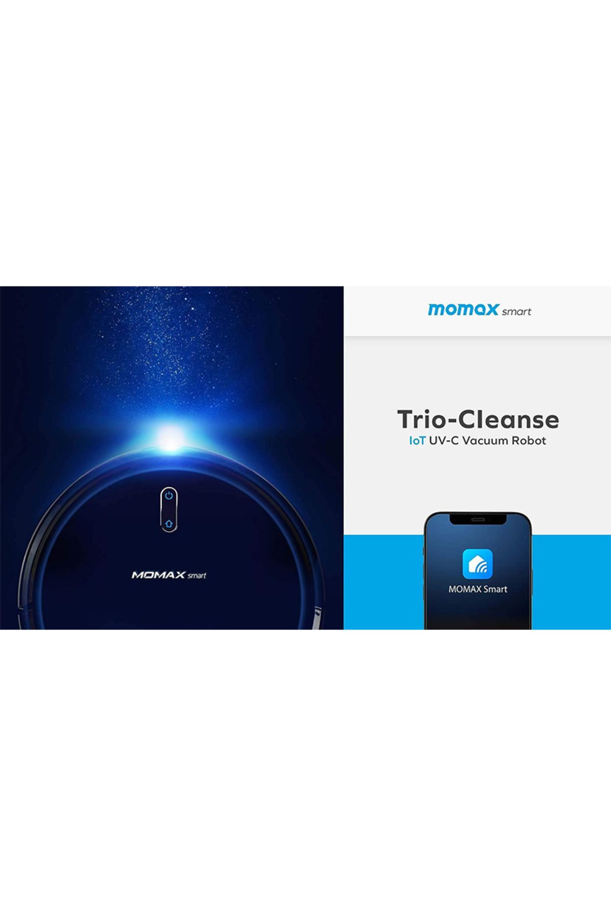 Momax-Trio-Cleanse IoT- UV-C Vacuum Robot Sweep, wipe and sterilize with ultraviolet rays - black 4