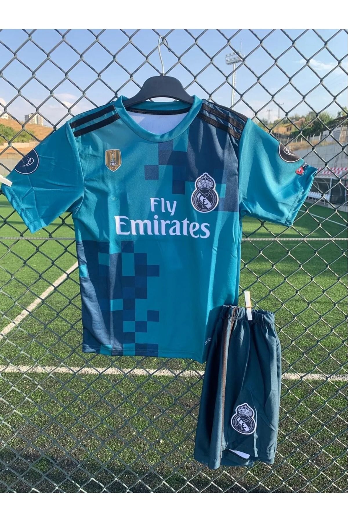 podium palace-Cristiano Ronaldo M.A.D.R.I.D 2018 Set of 4 Turquoise Kids Jersey - Röveşata 3