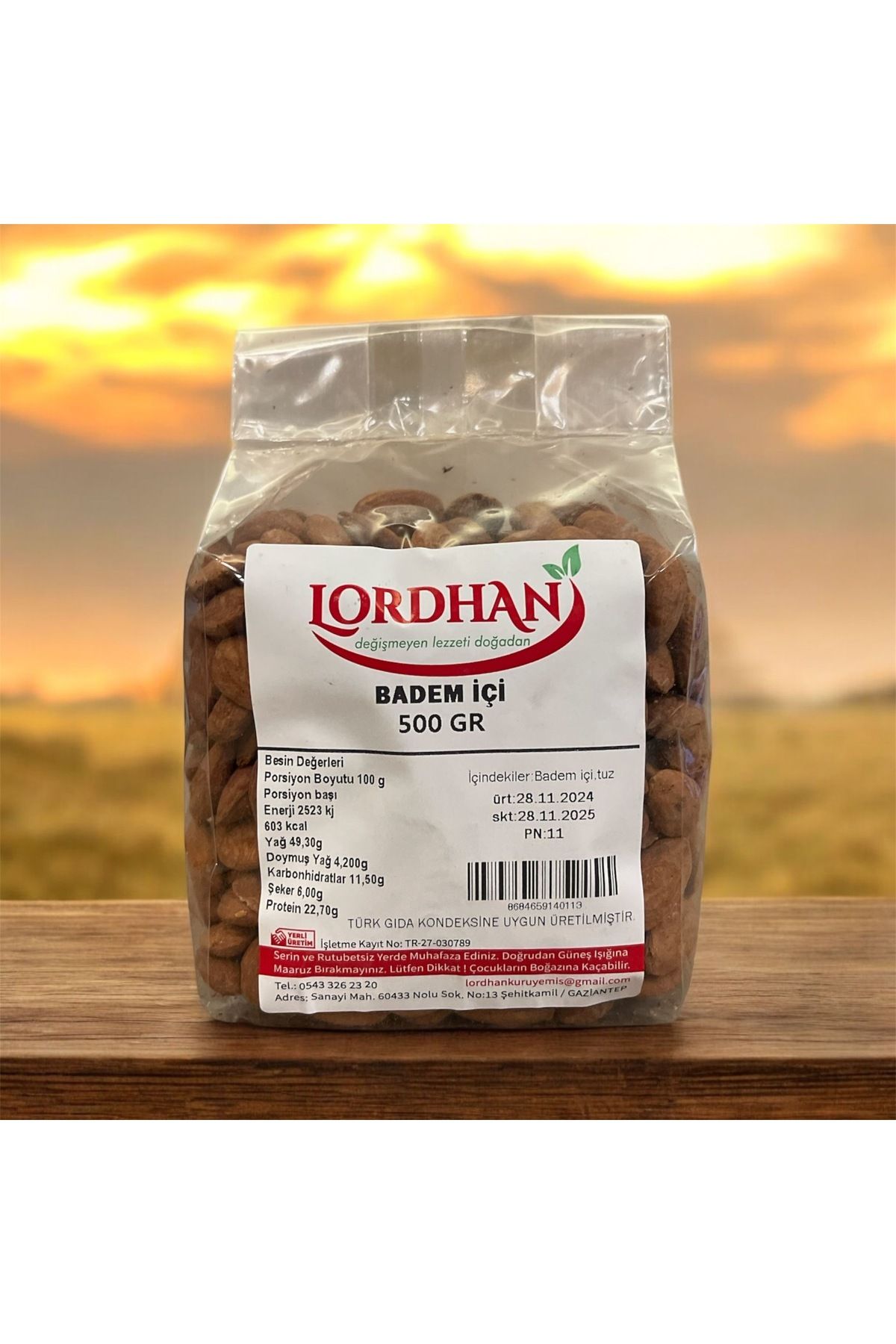 Lordhan 1. Kalite kavrulmuş tuzlu duble Datça bademi 500 gr.