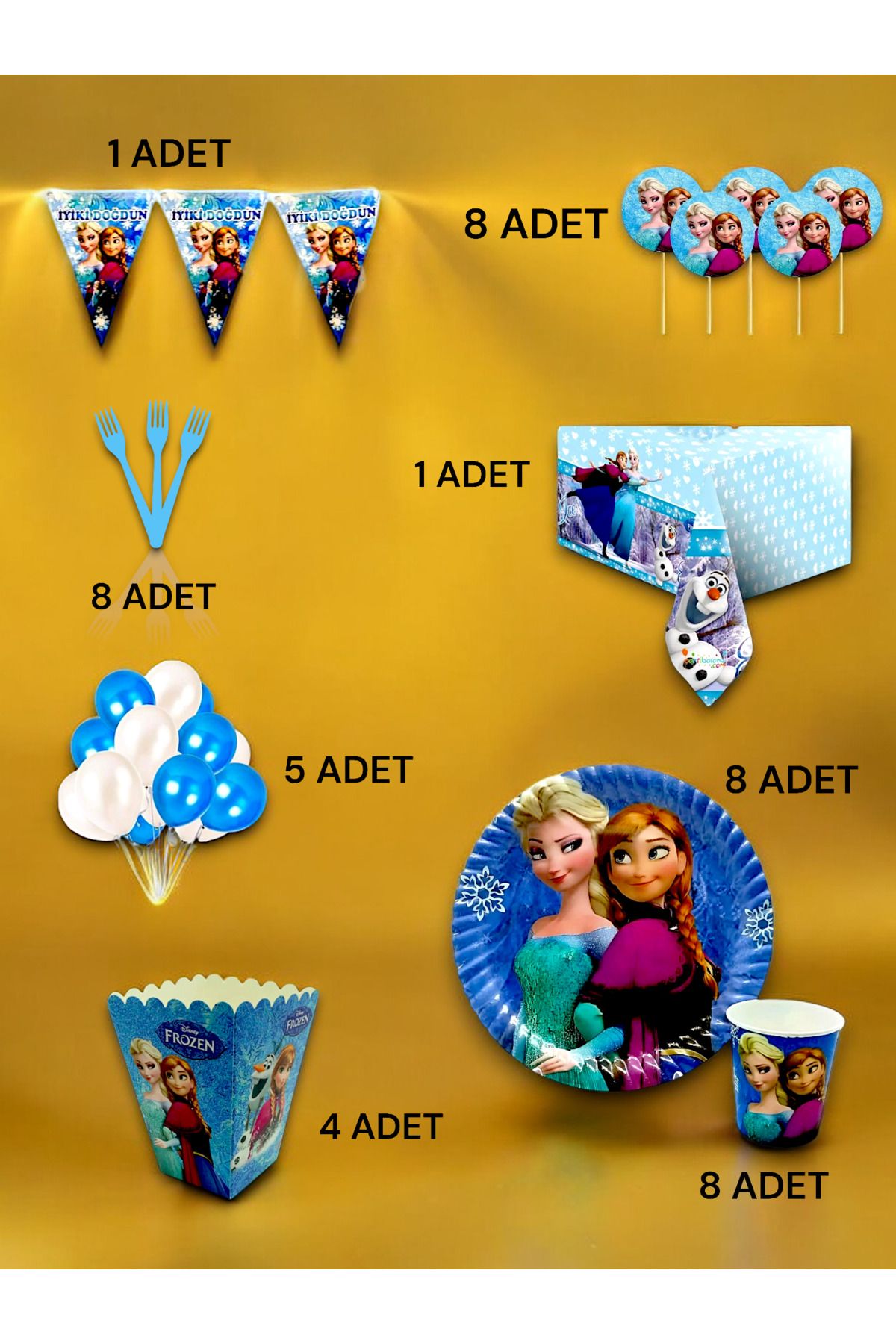 VibeHome-Σετ πολυτελείας με θέμα Frozen για 8 άτομα - πάρτι γενεθλίων και διασκεδαστικές εκδηλώσεις 2