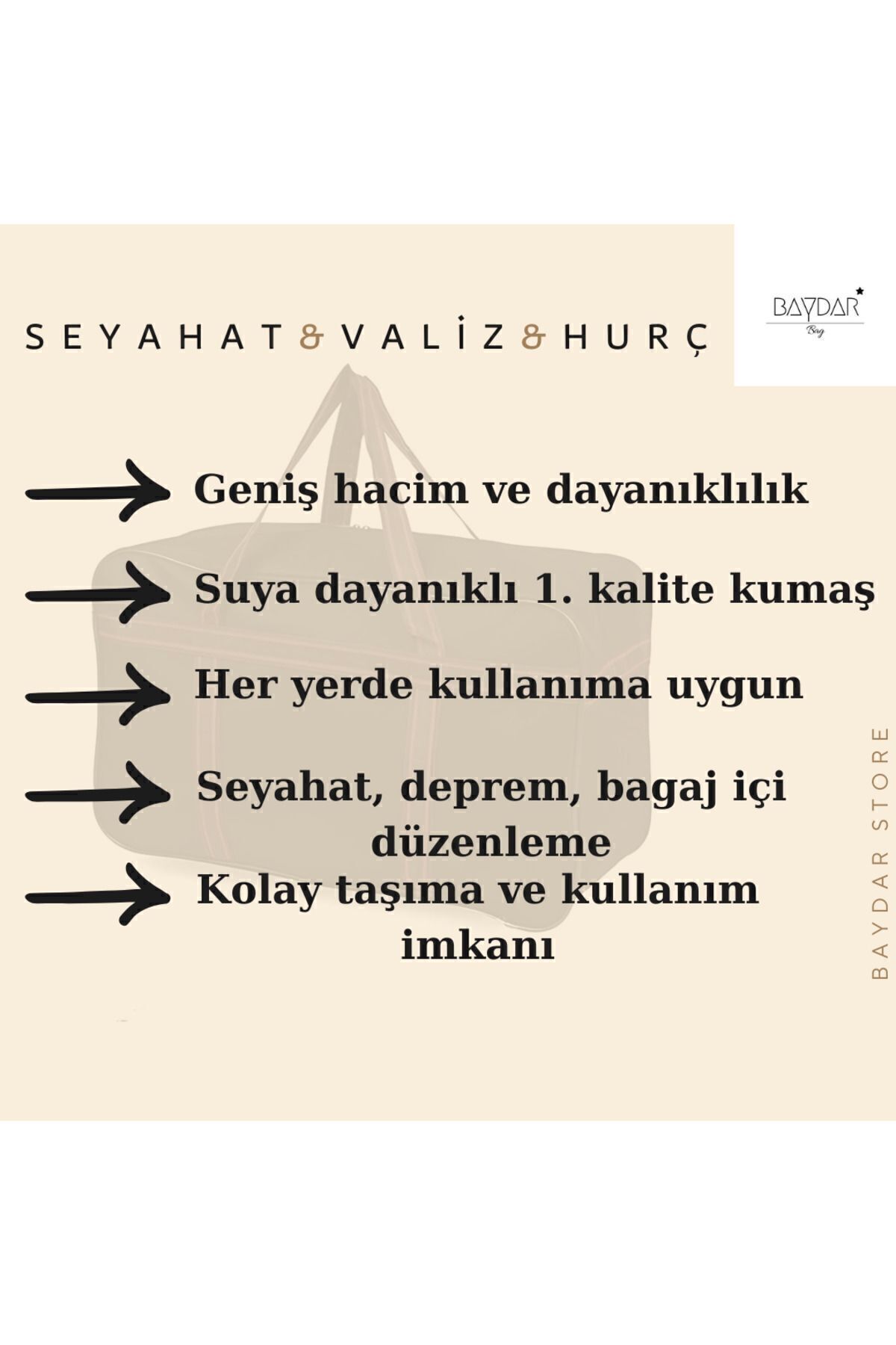 baydar  Battal Boy Çanta Büyük Valiz Ve Seyahat Çantası Hurç Çeyiz Oldukça Geniş Hacim Ve Dayanıklılık - - Görsel 3
