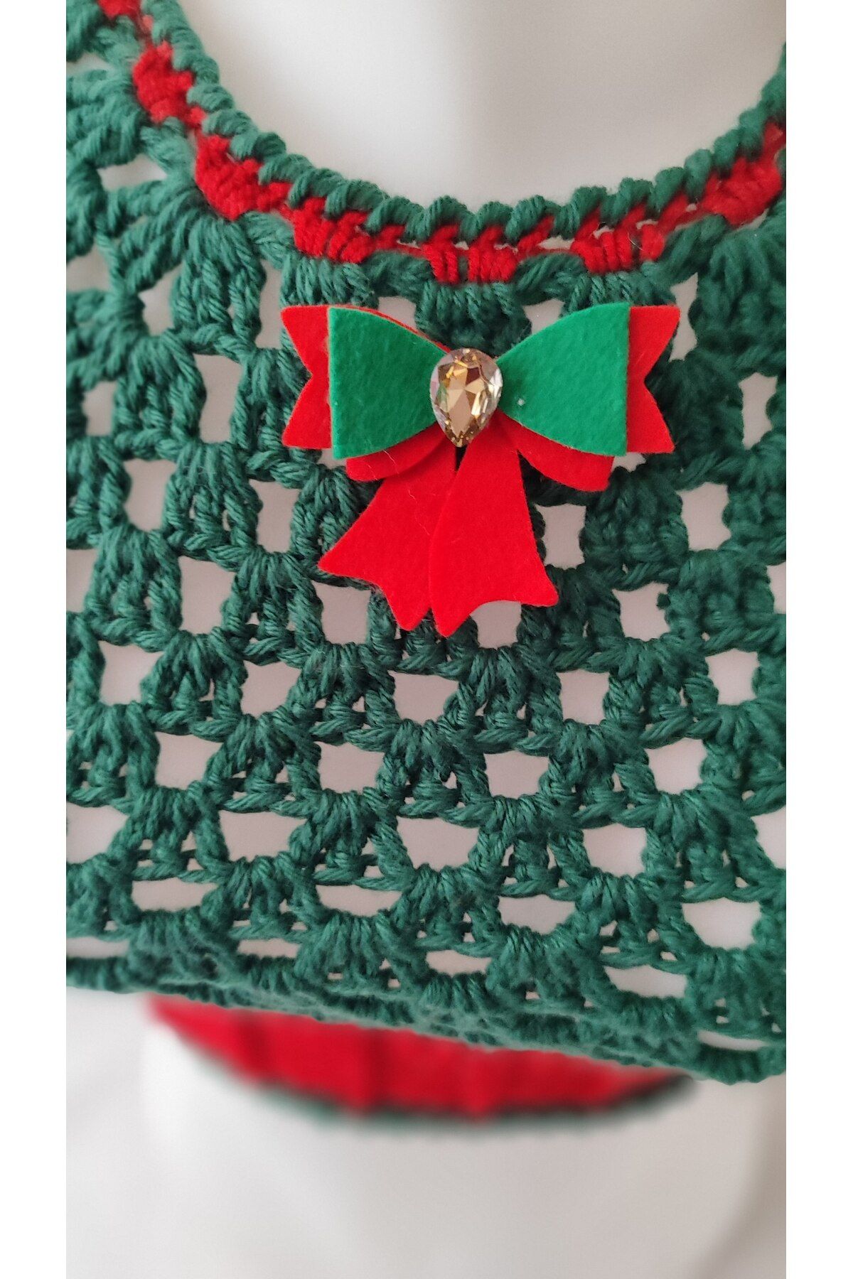 drt tasarım-Hand Knitted Crop Christmas Themed Blouse 2