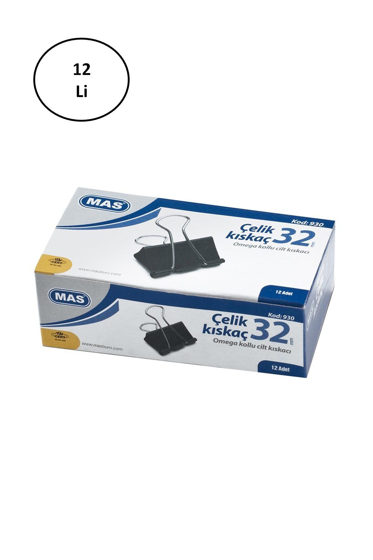 Easy Tedarik Mas Omega Çelik Kıskaç Siyah 32 mm 12'li