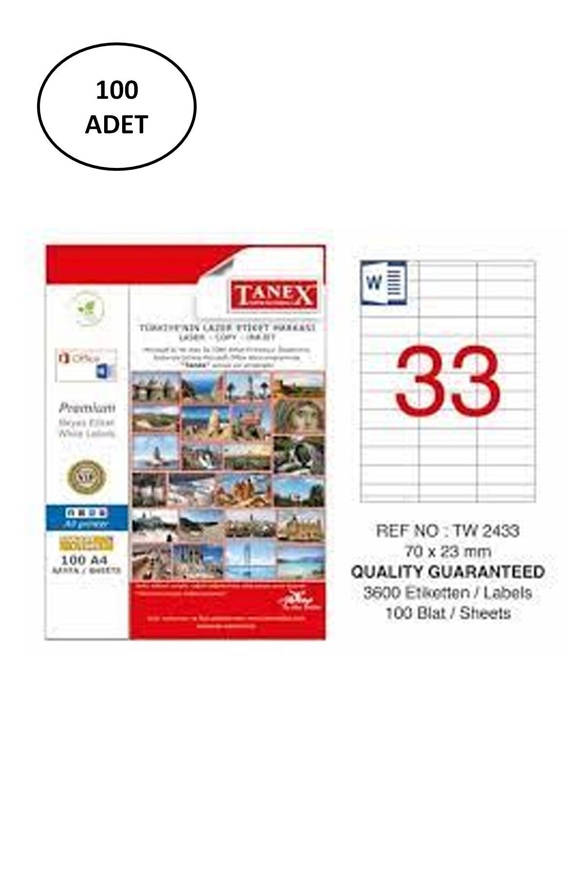 Easy Tedarik Tanex Tw-2433 Lazer Etiket 70X23 Mm 100 Adet