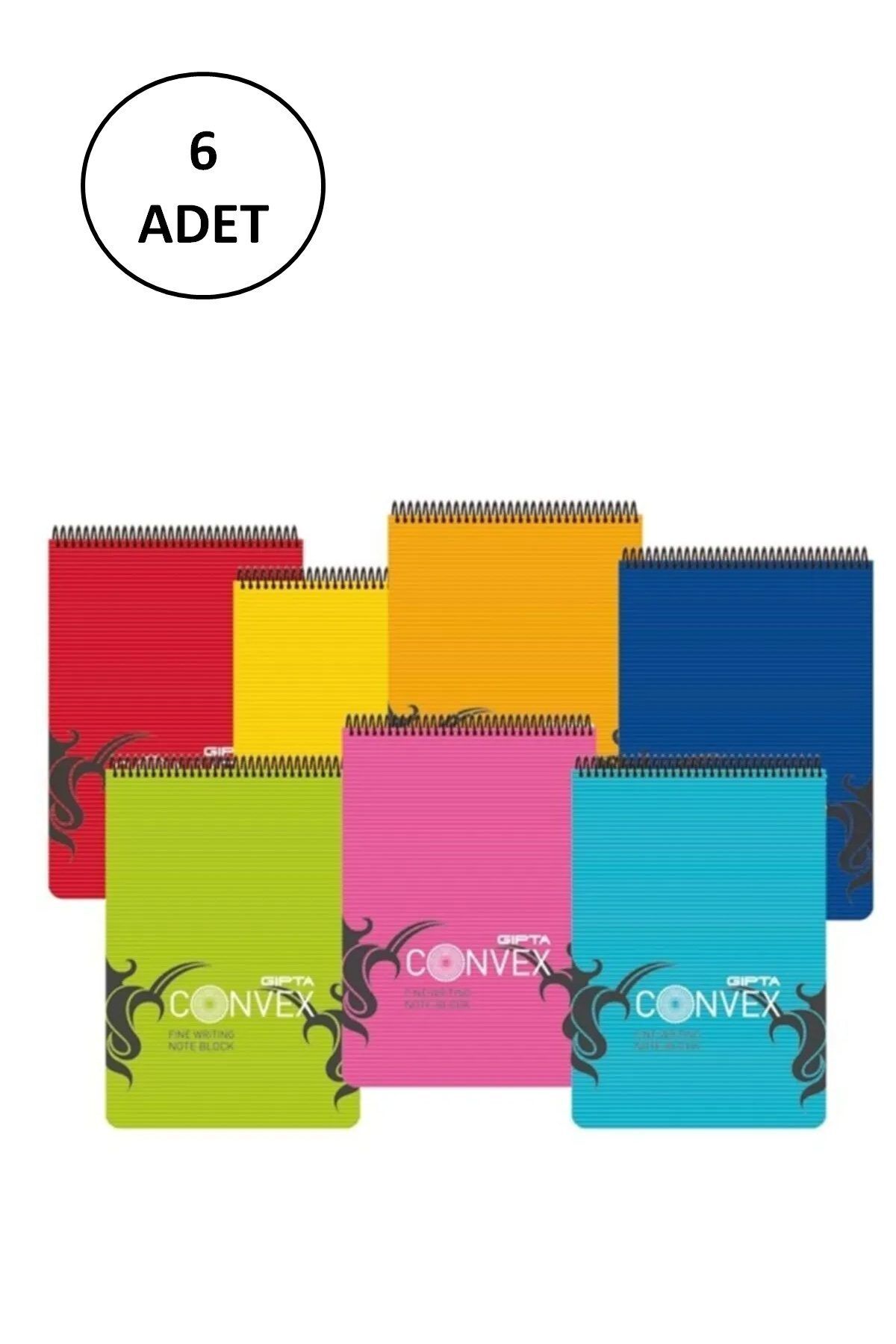 Easy Tedarik Gıpta A5 Bloknot Convex Spiralli Plastik Kapak Kareli 100 Yaprak 6 Adet