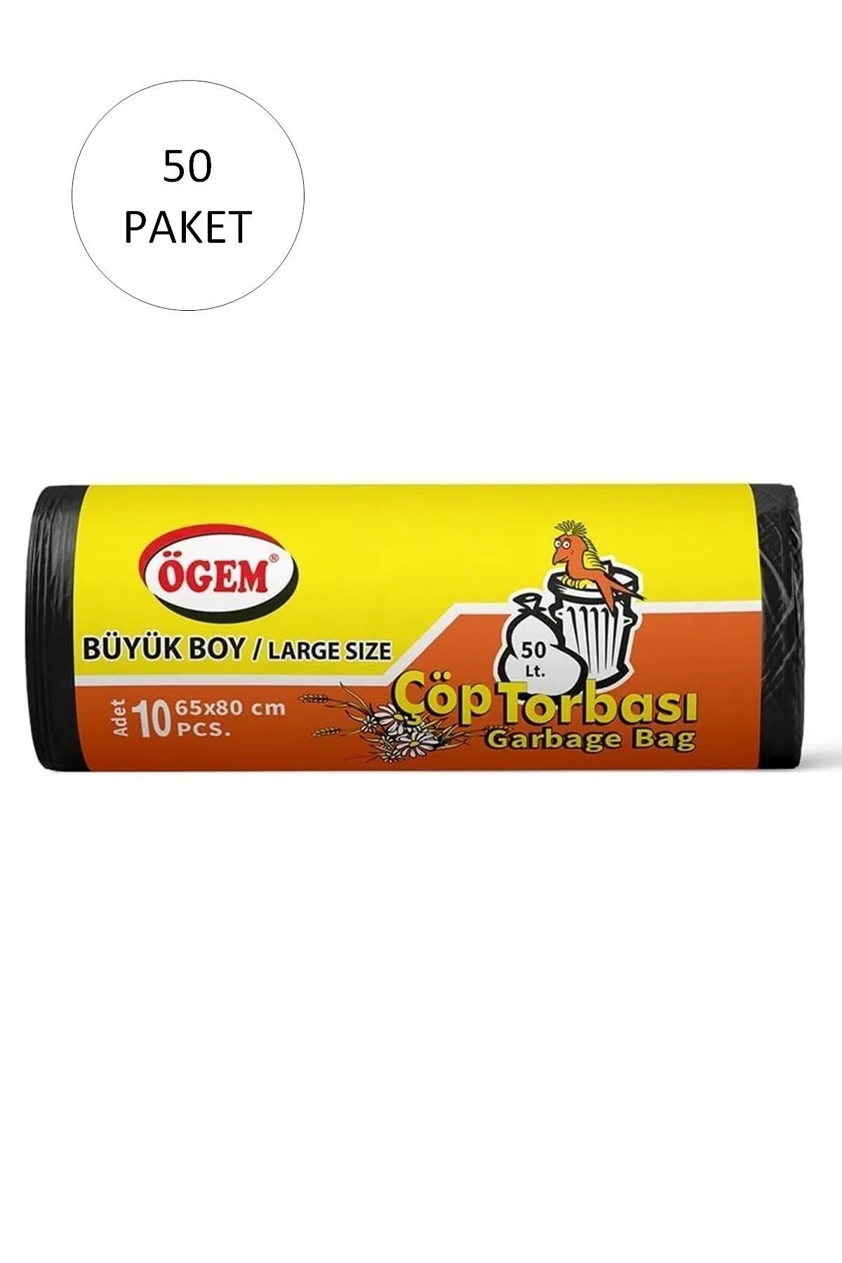 Easy Tedarik Büyük Boy Çöp Torbası 65 x 80 cm 10 Lu Rulo x 50 Paket = 500 Adet (Siyah)