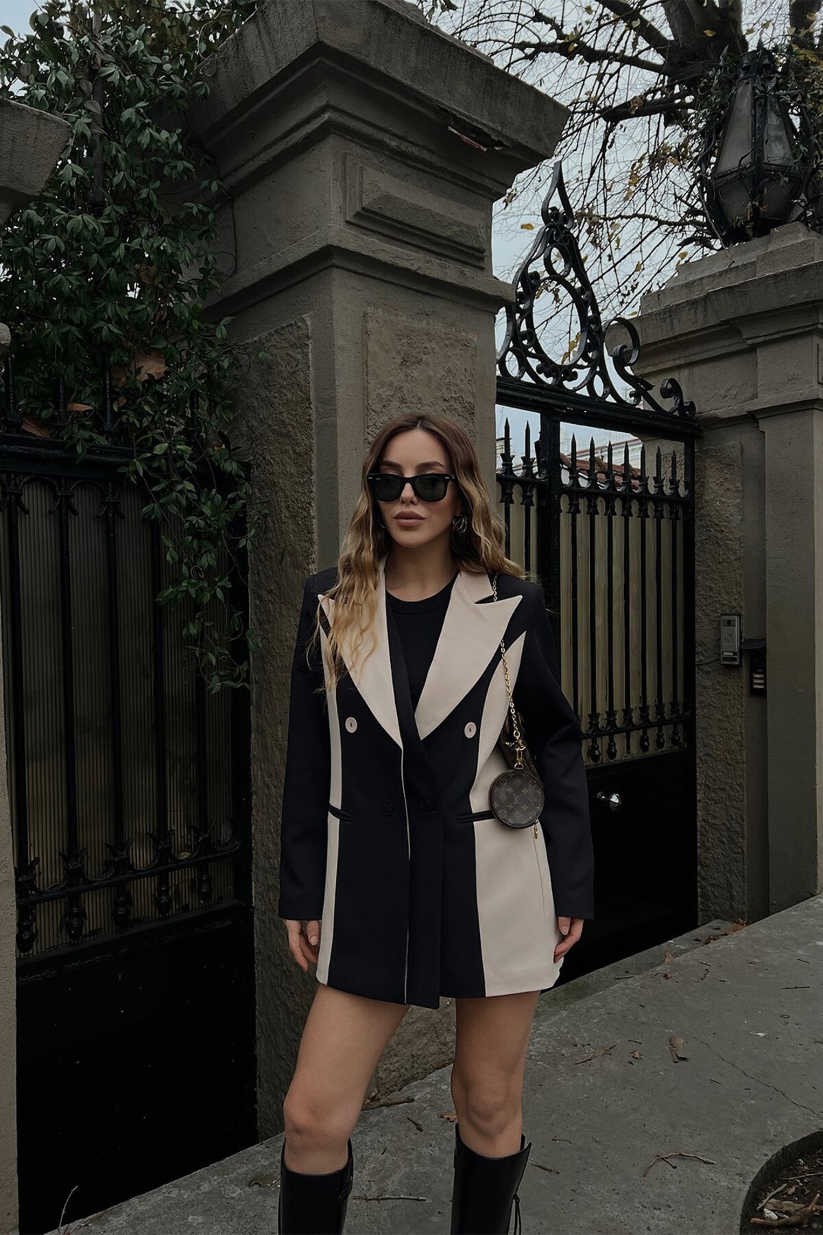 TANISA Liora dupla színű duplasoros kabát TNS-4580