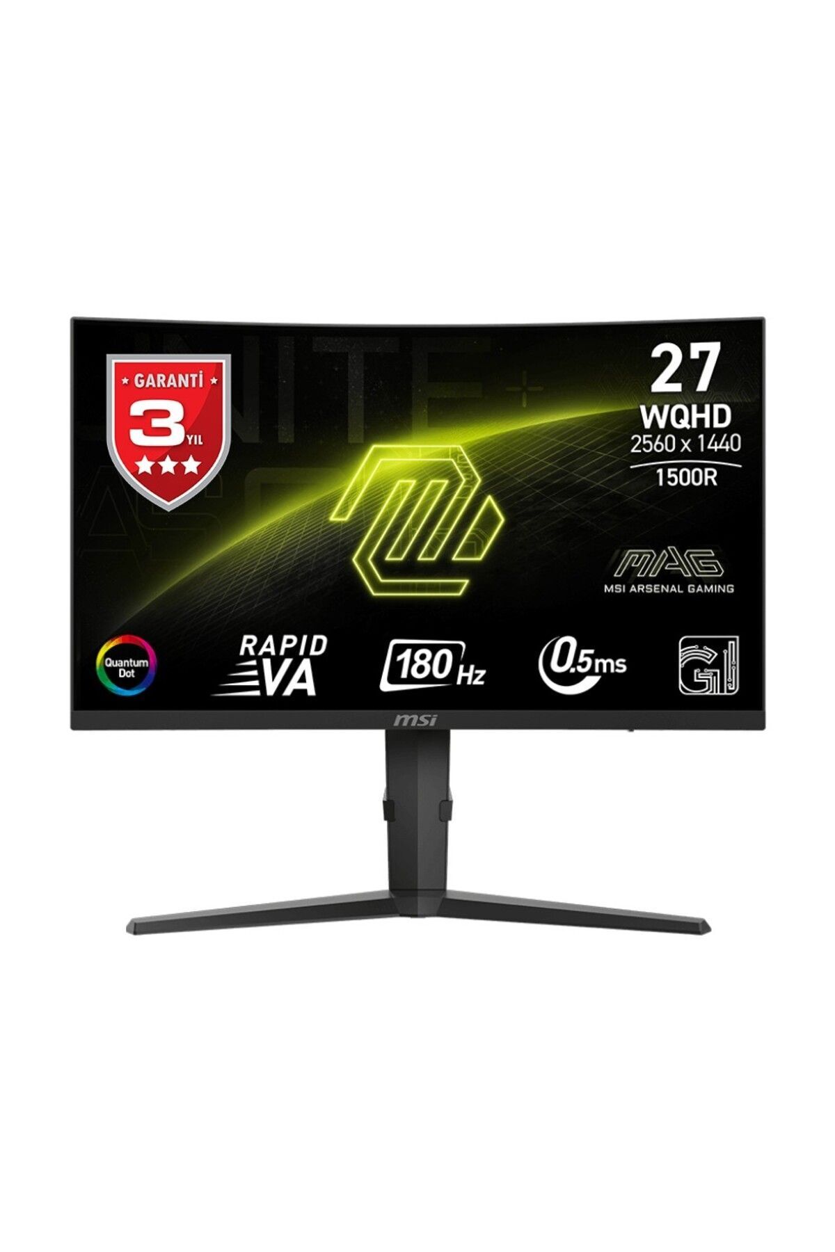 MSI Mag 275cqrf Qd E2 27 2560x1440 180hz 0.5ms Hdmı Dp Type-c Adaptive Sync Curved Gaming Monitor