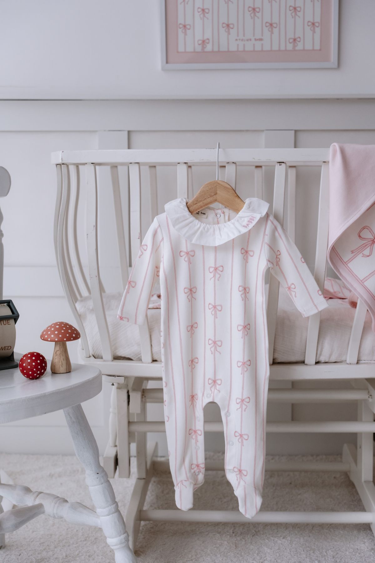 Atelier Babbi-Pink and Ribbon Baby Romper 3