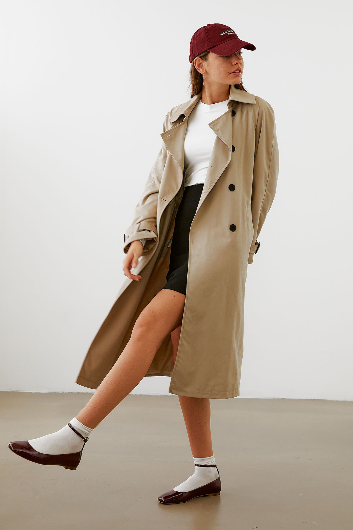 urban focus Oversize Kruvaze Trenchcoat görsel 6