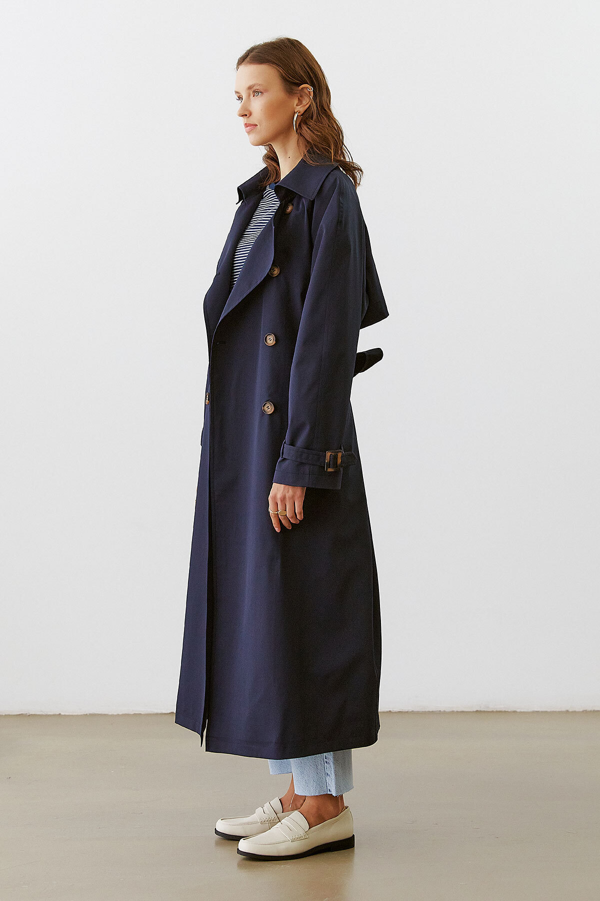 urban focus Oversize Kruvaze Trenchcoat görsel 3