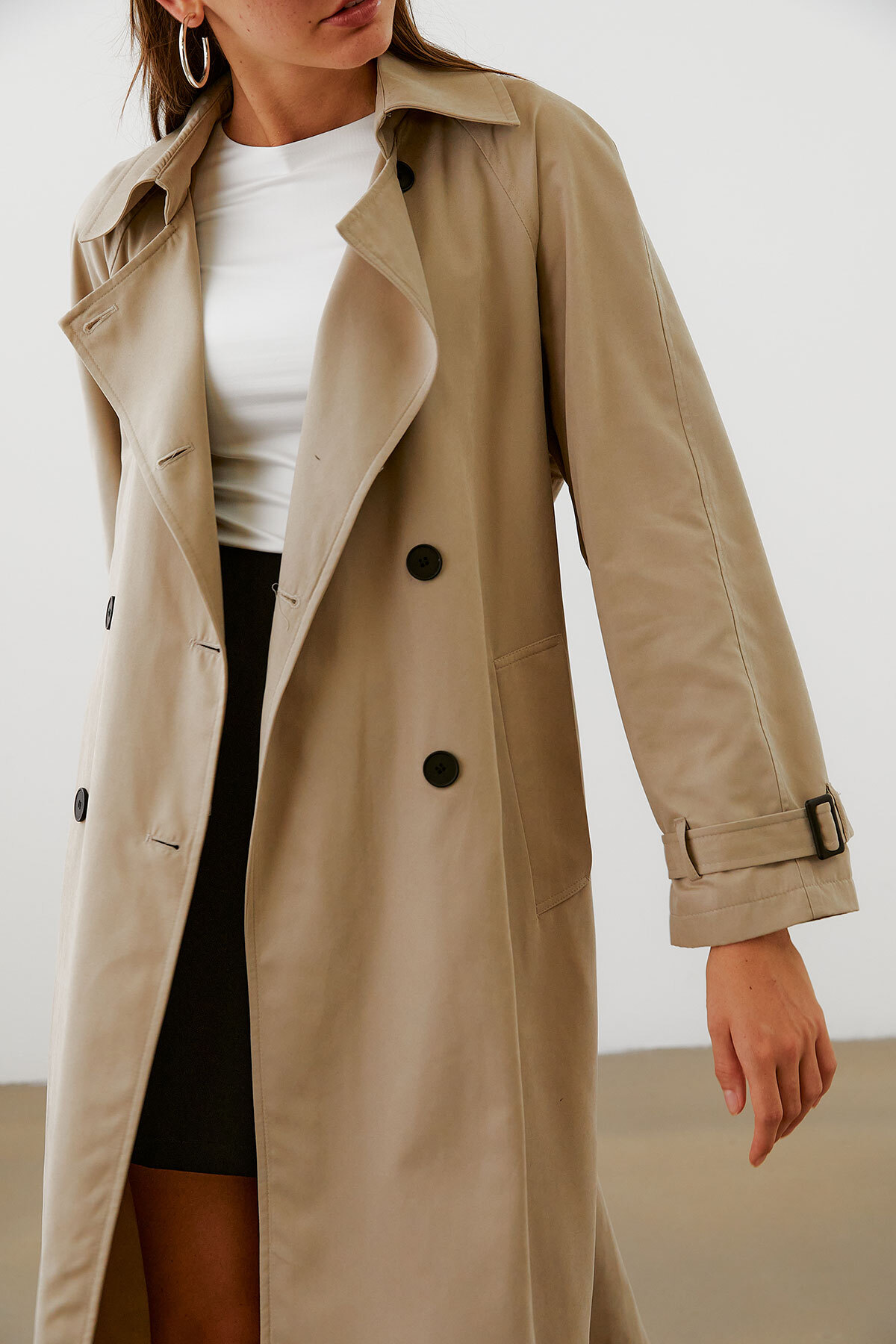 urban focus Oversize Kruvaze Trenchcoat görsel 7
