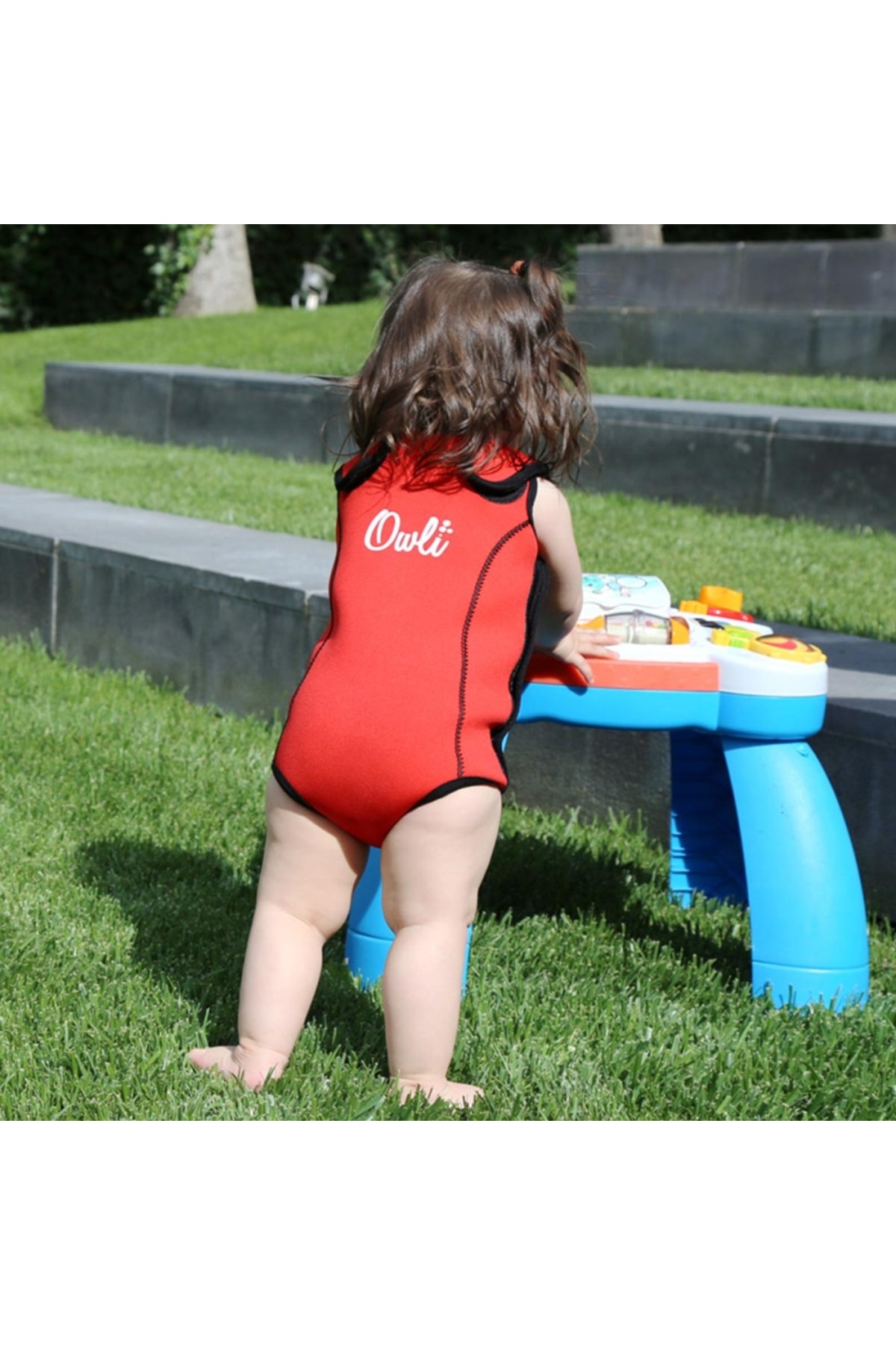 Owli Swimwarm Üşütmeyen Bebek Mayosu Kırmızı - Siyah fotoğrafı 5 (önizleme)