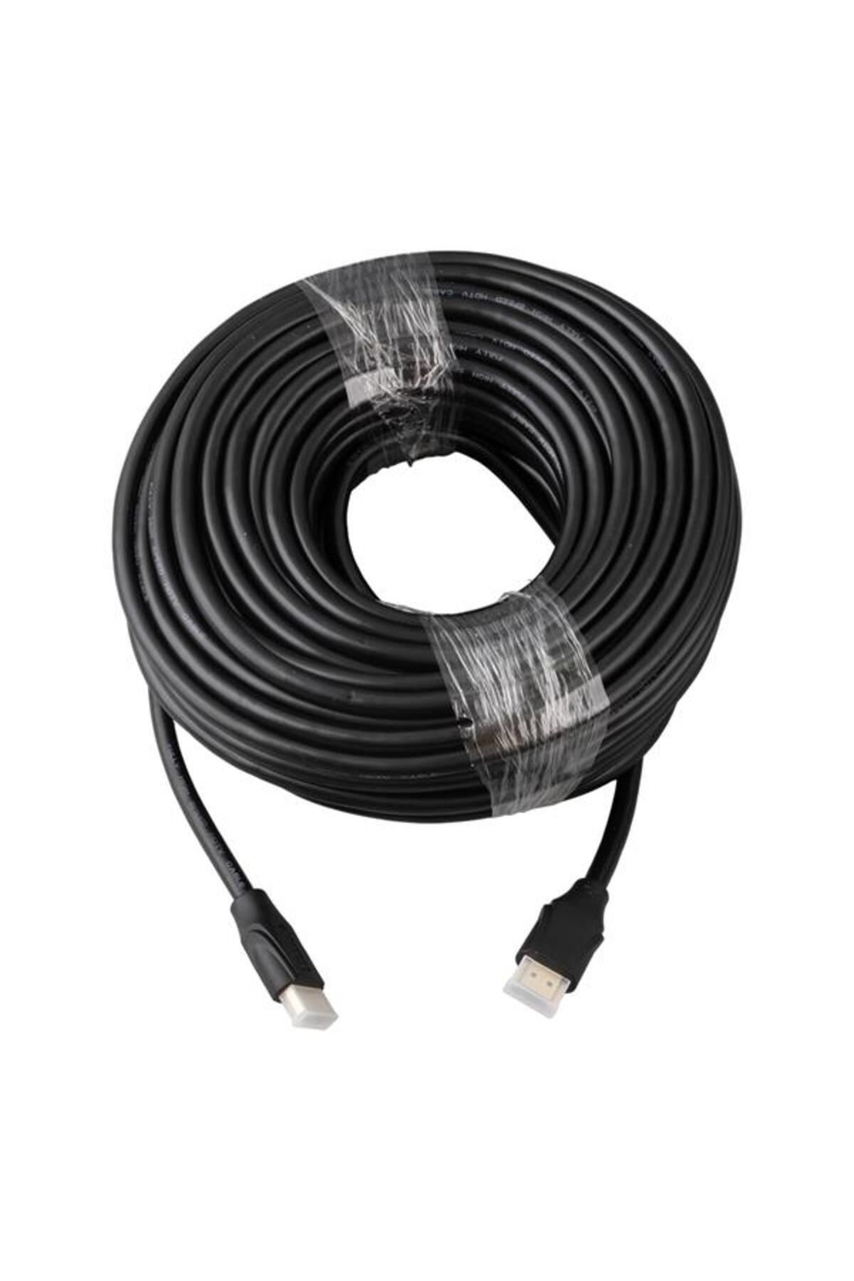 nazeninstoğu-G-507K Plastic Flat Black 25 Meters HDMI Cable with Gold Bag 2