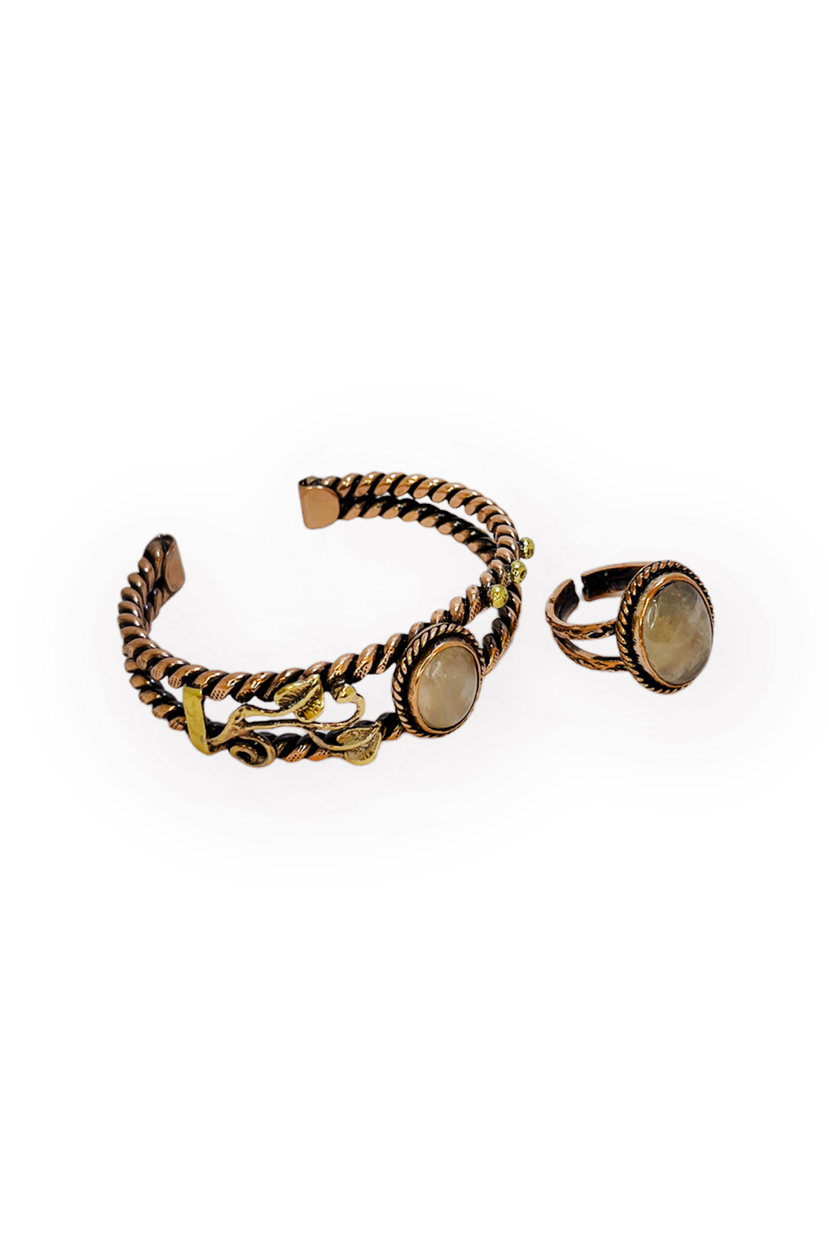 EFEMİR-Pink Quartz Stone Copper Bracelet & Ring 3