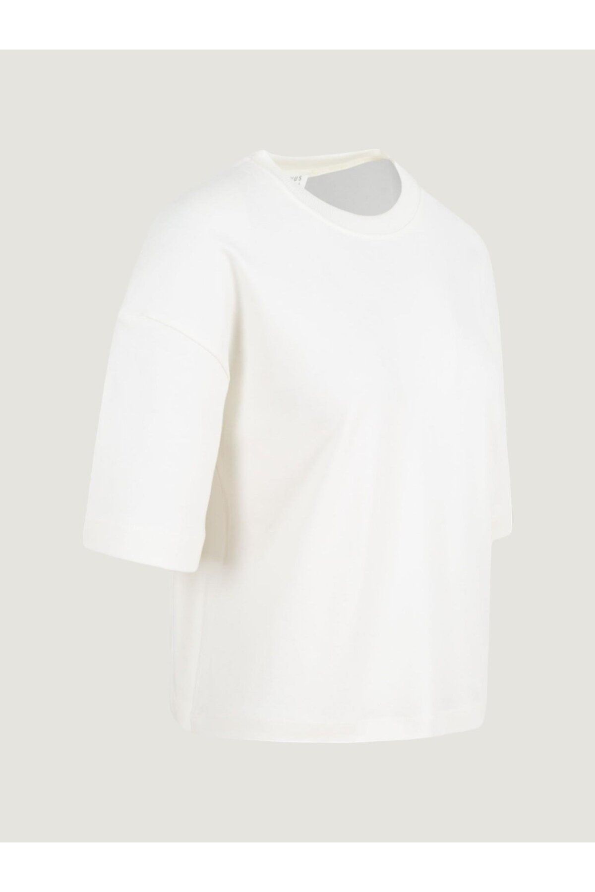 RİVUS-White Ribbed Collar Padded Short Sleeve T-Shirt 5