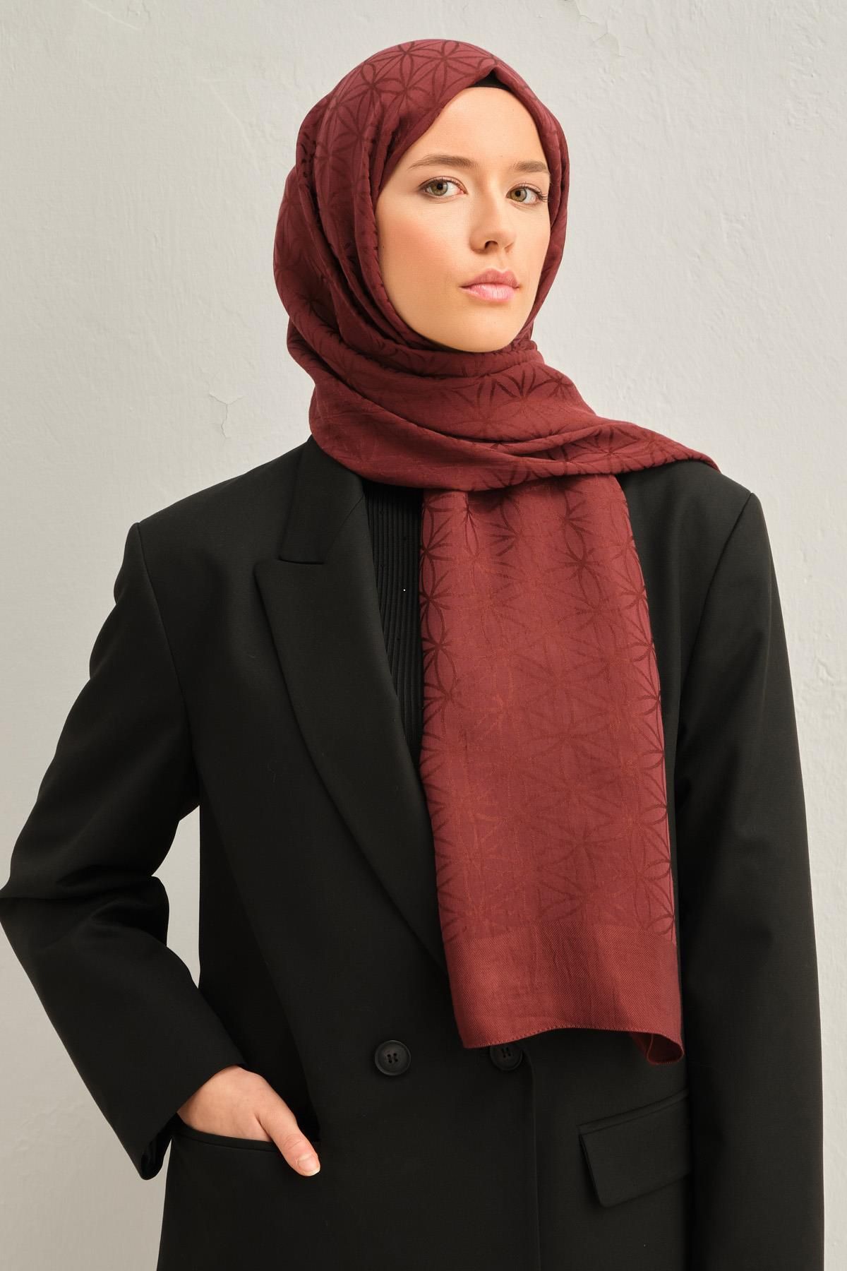 Armine-Şal Lyocell - Model Star - ALY4 - 1110-29 - Roşu Claret 3