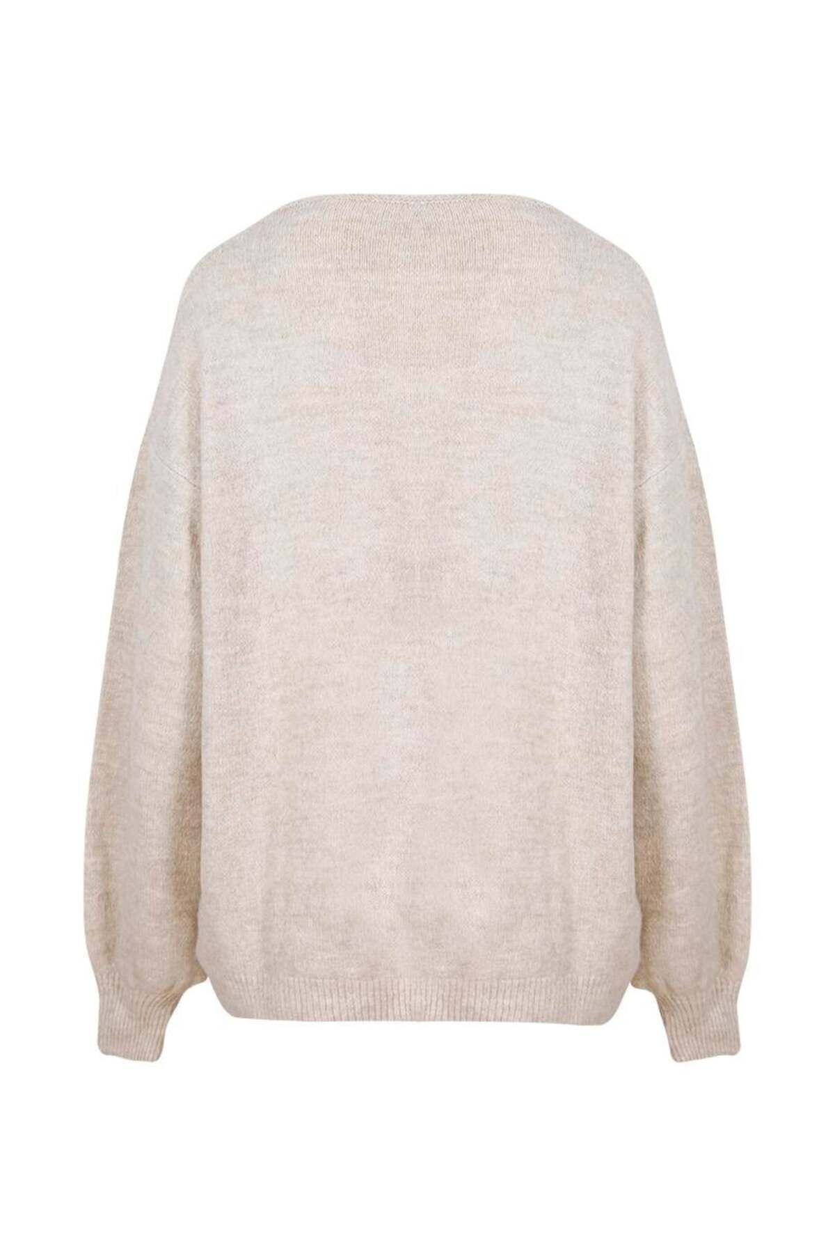 پلیور چند رنگ زنانه V NECK لباس بافتنی بیش از حد چرخ MINK Rivus