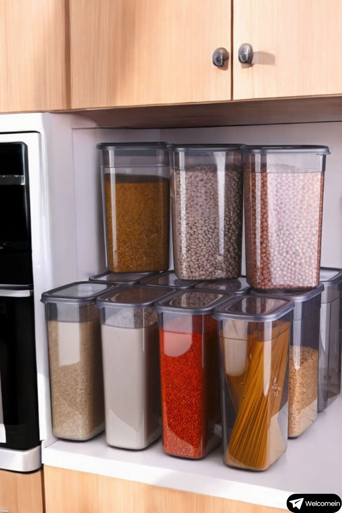 welcomein-3200ml Mega Size - Rectangular Food Pulses Set with 12 Labels, Microwave and Freeze Compatible 8