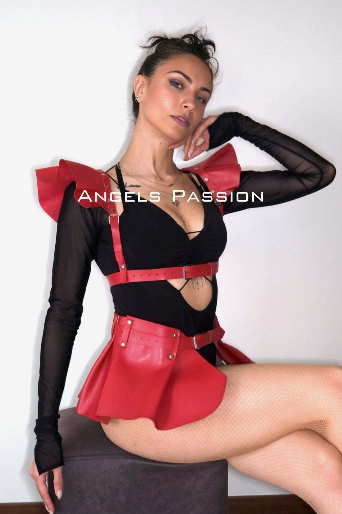 Angels Passion-Leather Mini Skirt Accessory Stylish and Trendy 3