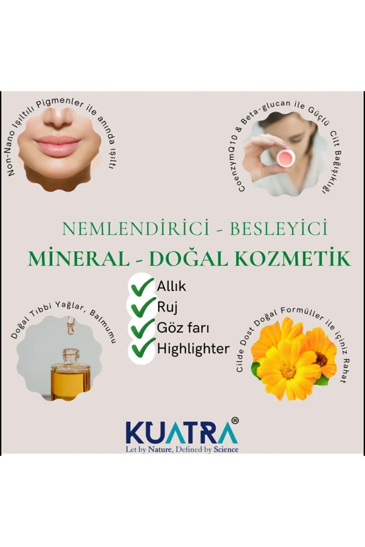 Kuatra Red Marigold Nemlendirici - Antioksidan Işıltı Veren Balm (DOĞAL İÇERİKLİ RUJ- ALLIK-GÖZ FARI)-6