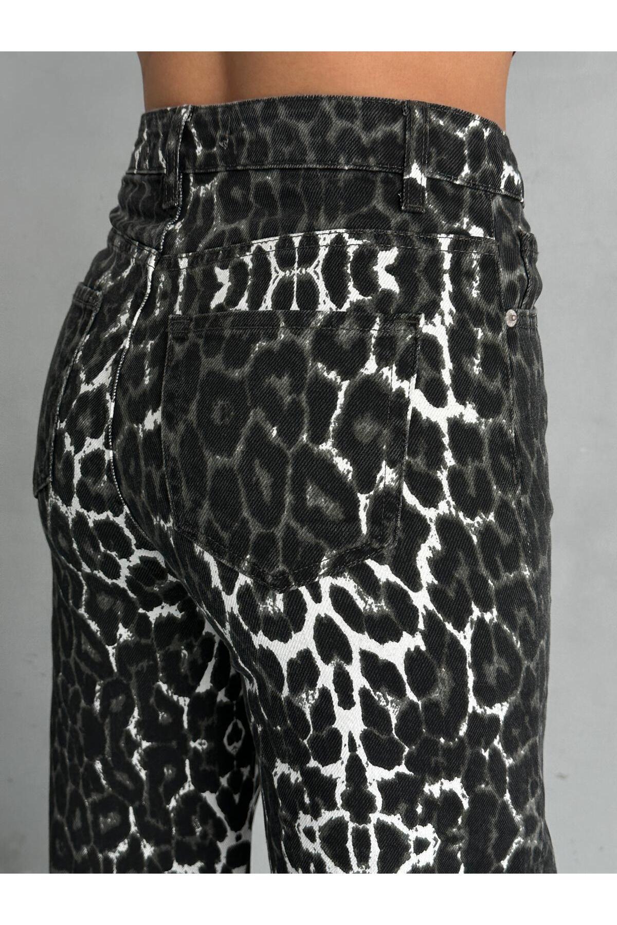 Zeo Basic-Leopard Print Zeo Basic Wide-Leg Pants - Khaki 5