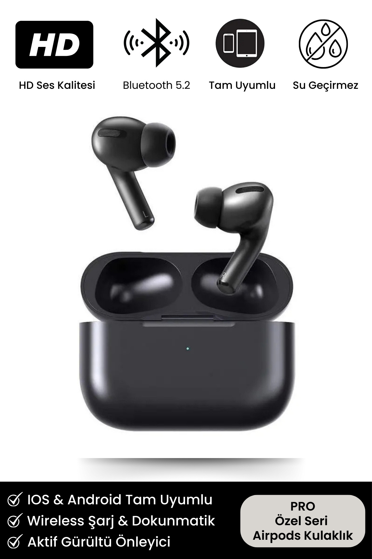 Premium Serisi White 2 Model IOS Android Uyumlu Aktif Gürültü Engelleme Kablosuz Bluetooth Kulaklık