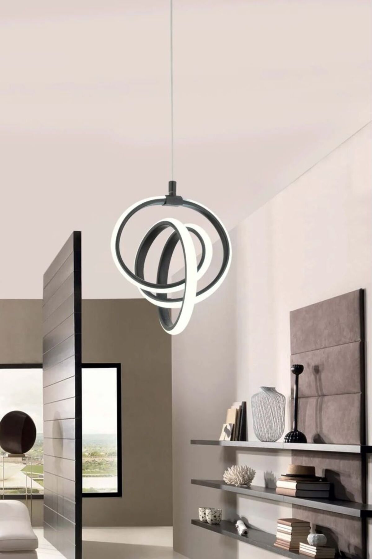 LUCKY LIGHT-Black Pendant Lamp Modern Luxury Led Luminous Chandelier - for Kitchen, Living Room, Hall, Seat 1