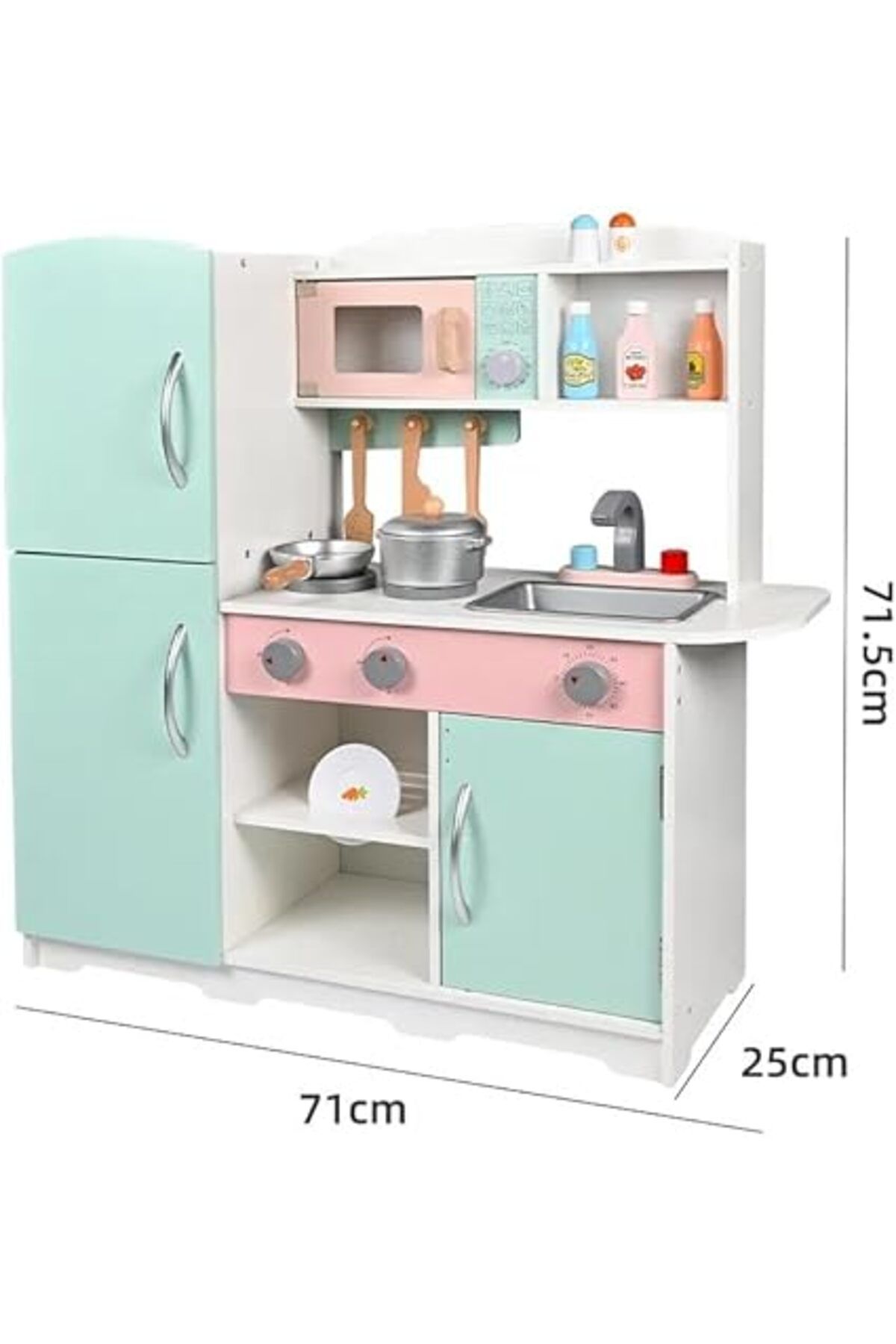 ALBADER-Kids Kitchen Playset, Children Play Kitchen for Toddler With accessories, Wooden Kitchen Toy 6