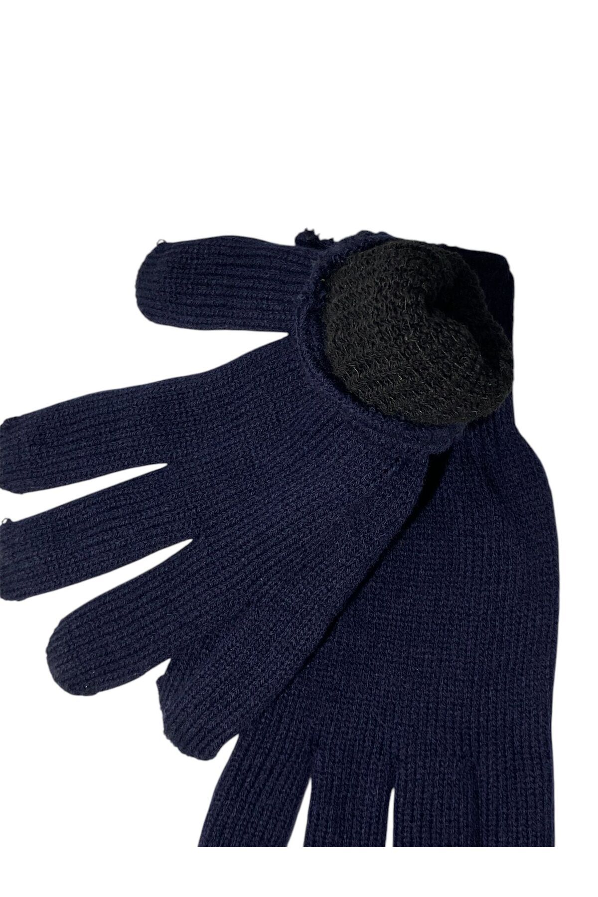 yünsü  Jandarma Asayiş Lacivert Yün Kışlık Çiftkat Eldiven - Görsel 2
