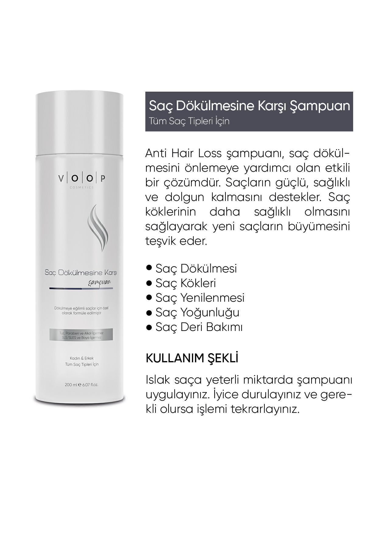 VOOP Saç Dökülmesine Karşı Bakım Şampuanı - 200 ml | Anti Hair Loss Formülü-4