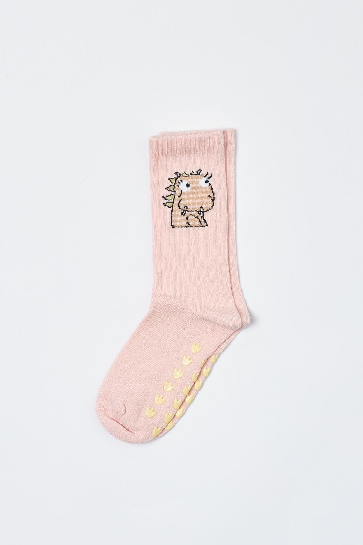 Katia&Bony-Pink Dinosaur Patterned Children's Socks - Cute 1