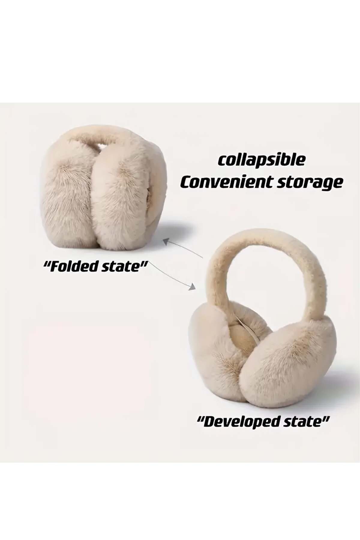 MYZİ STORE PELUŞ KATLANABİLİR KULAKLIK SOĞUKTAN KORUYUCU SOFT PELUŞ KIŞLIK KULAKLIK görsel 6