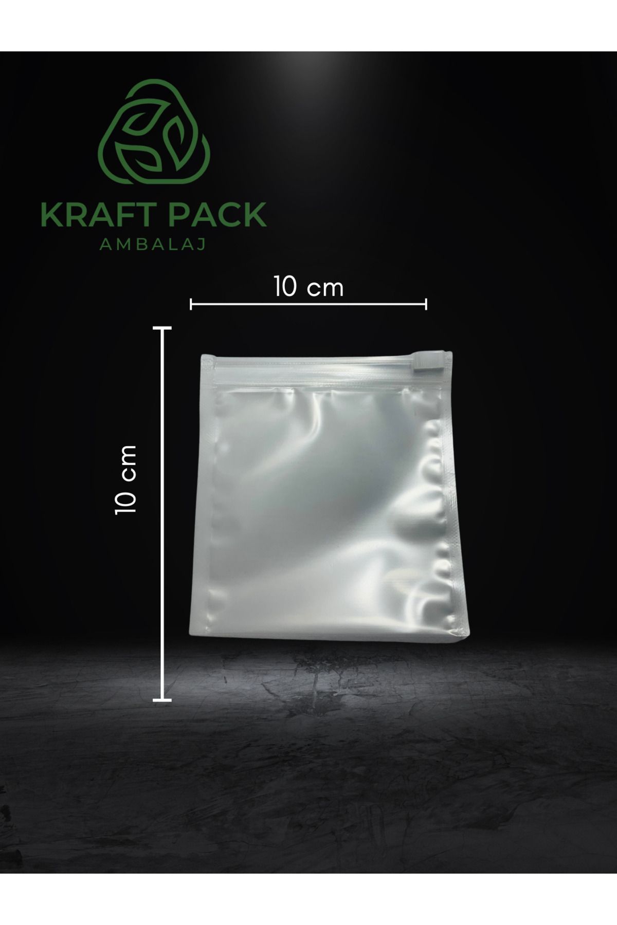 Kraft pack ambalaj BUZLU Şeffaf Lamineli ,beyaz SLİDER Kilitli Poşet ,fermuarlı Aksesuar Poşet, 10*10 cm -10 Adet