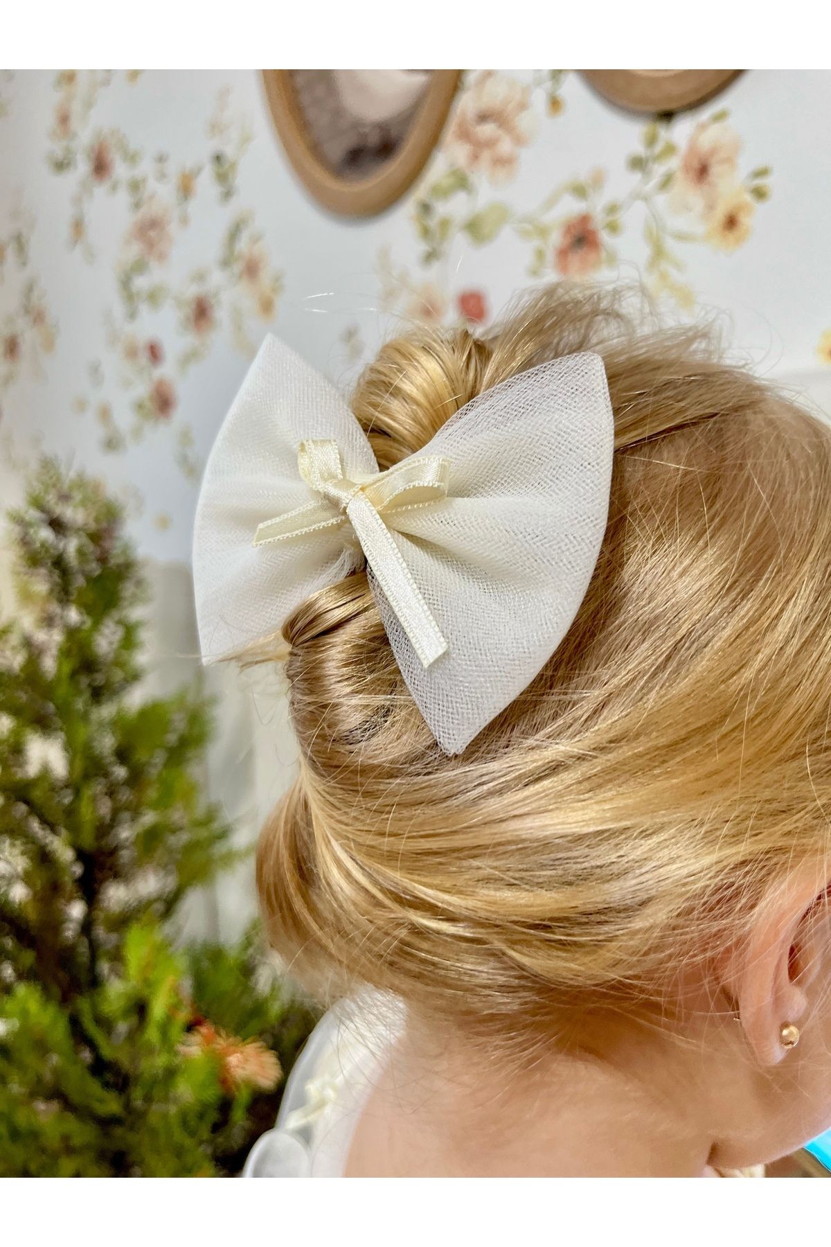 Baby Berry Baby store-Baby Girl Child Tulle Bow Clip Buckle-Cream 2