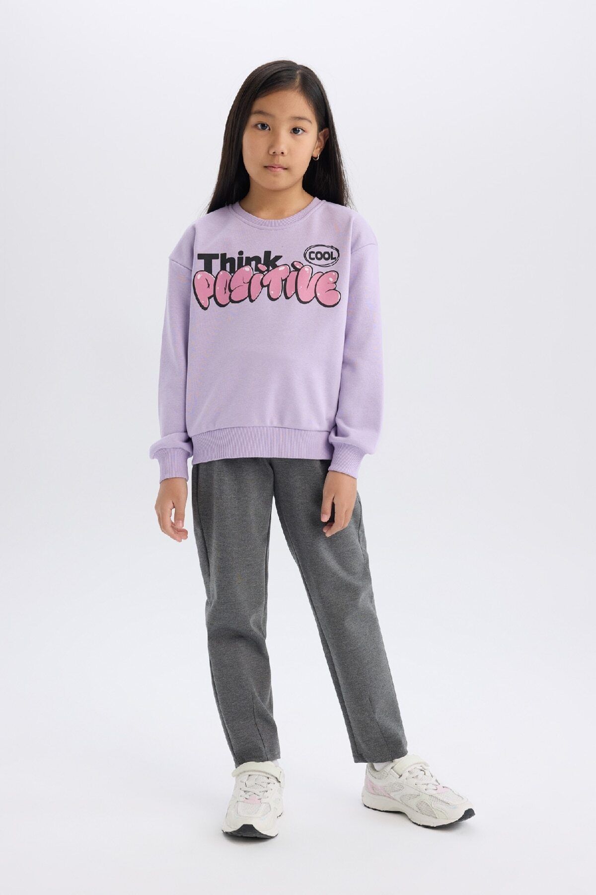 DeFacto-Girls Crew Neck Printed Soft Feather Sweatshirt - Relax Fit D1552A824Wn 2