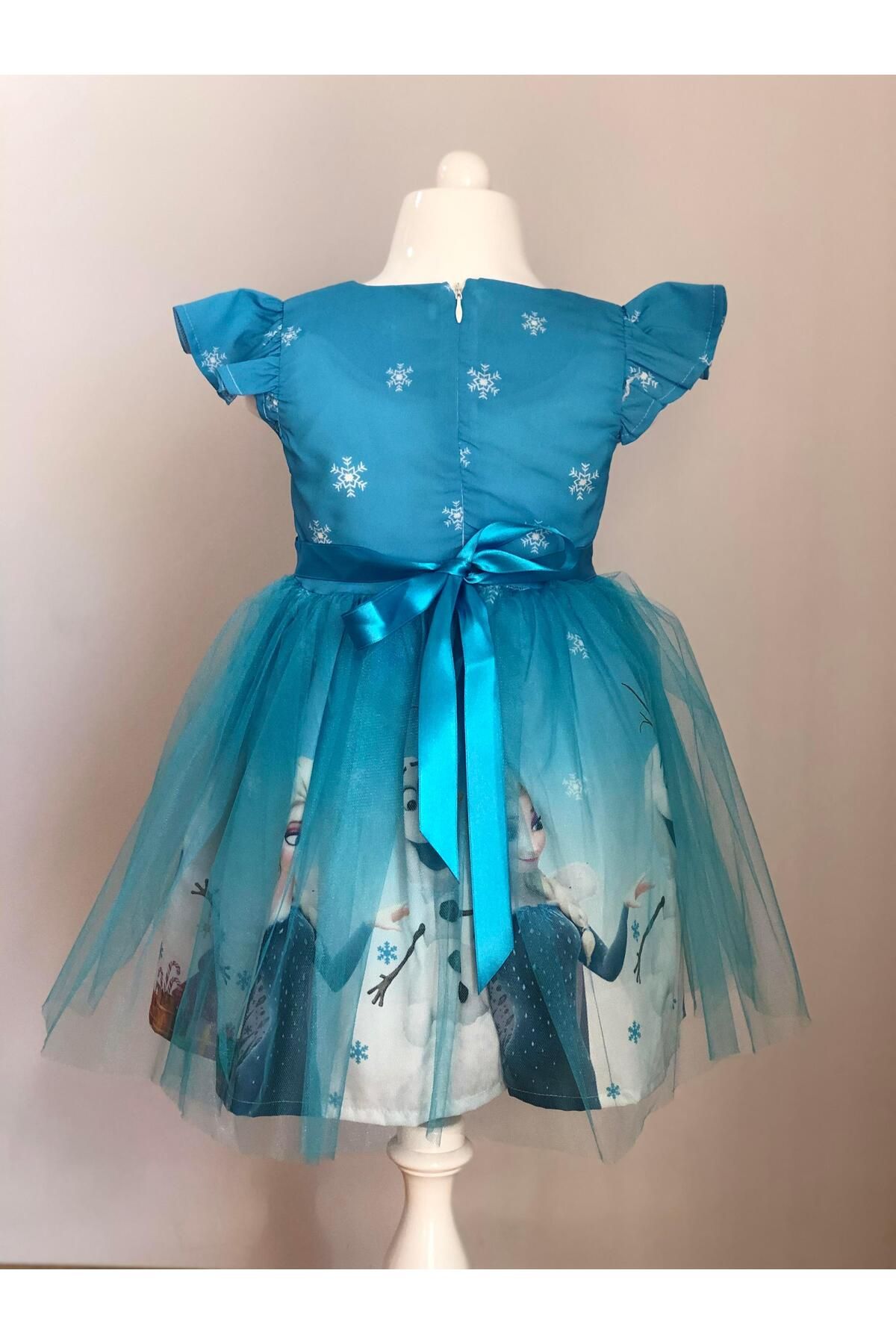 Buse&Eylül Bebe-Elsa Snow Queen Girl's Dress 2