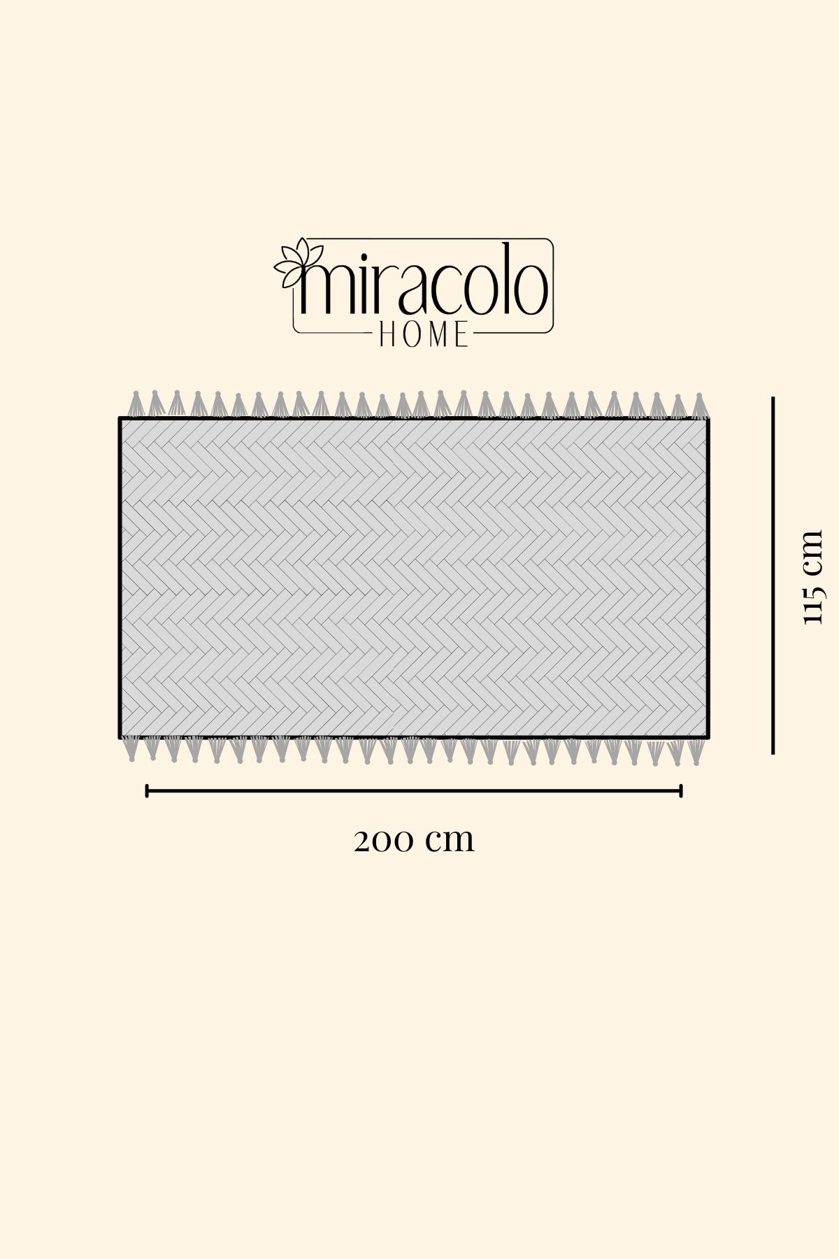 Miracolo Home-غطاء أريكة قطن مخطط باللون الأسود مقاس 115x200 - نمط أمامي مهدب 3