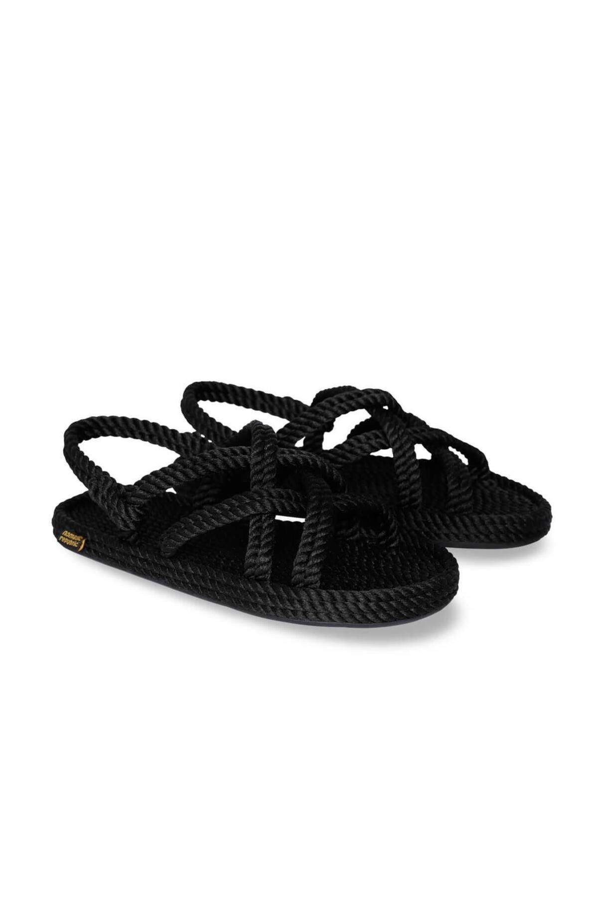 Nomadic Republic-Men's Black Rope Sandals - Bodrum Rubber Sole 4