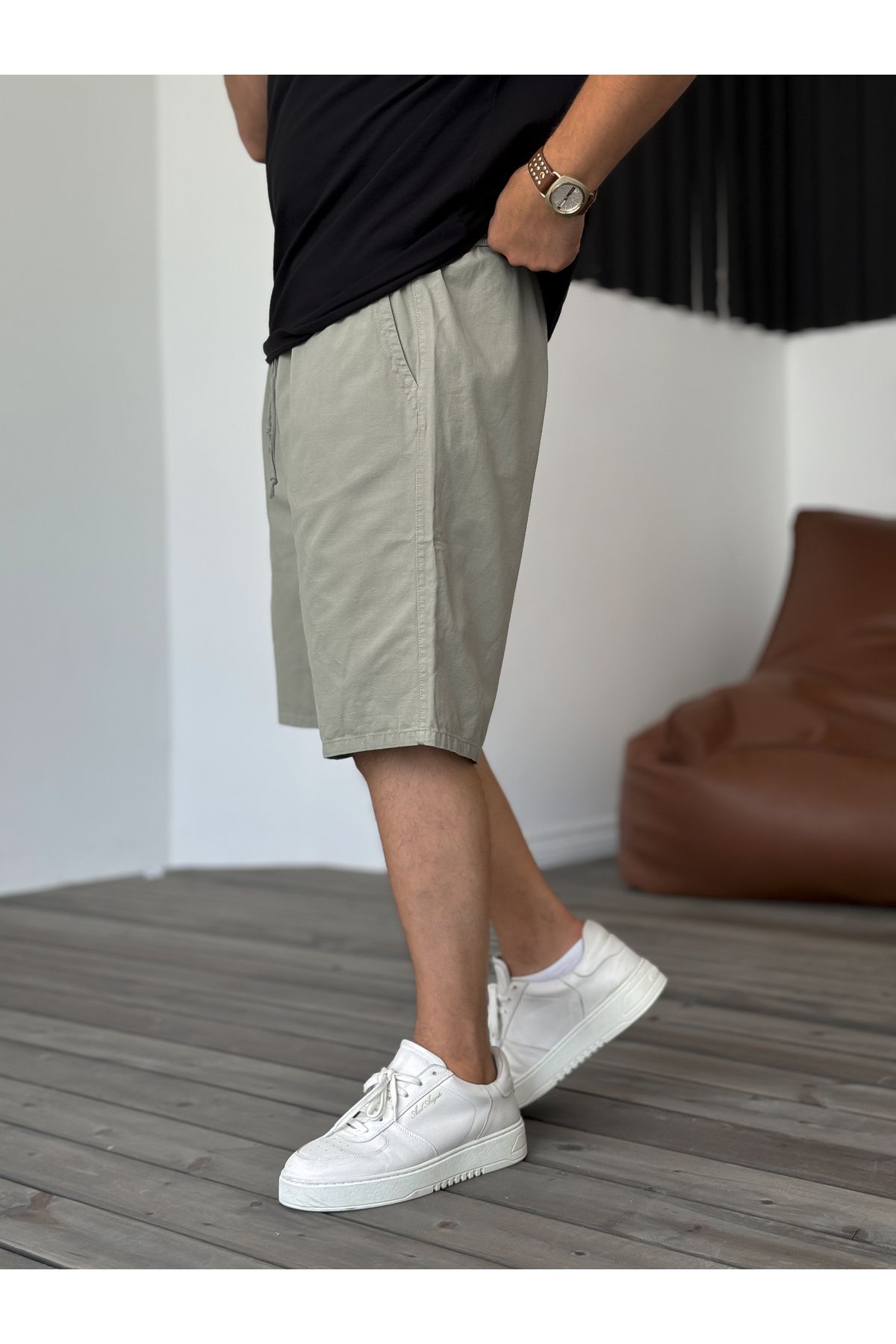 BYBASICMAN-Khaki Basic Gabardine Shorts Df-2027/2040 5