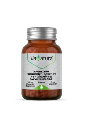 Venatura Magnezyum Bisglisinat + Sitrat Ve P-5-P Vitamin B6 Kapsül 60 lı
