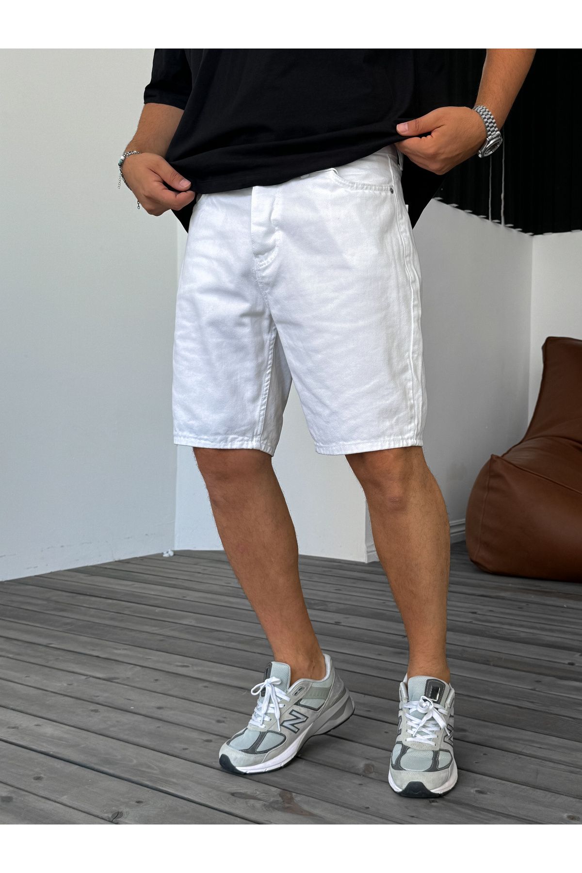 BYBASICMAN-White Basic Denim Shorts Ke-477 3