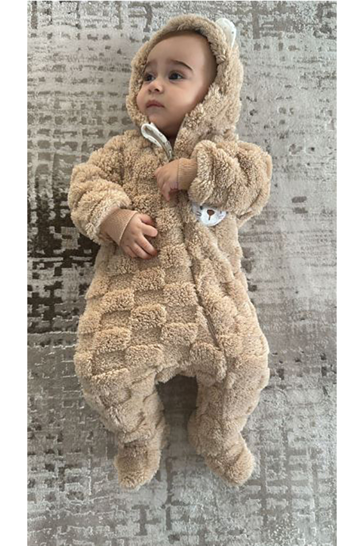 Sevnur Baby Erkek Bebek Kışlık Peluş Fermuarlı Tulum fotoğrafı 3 (önizleme)